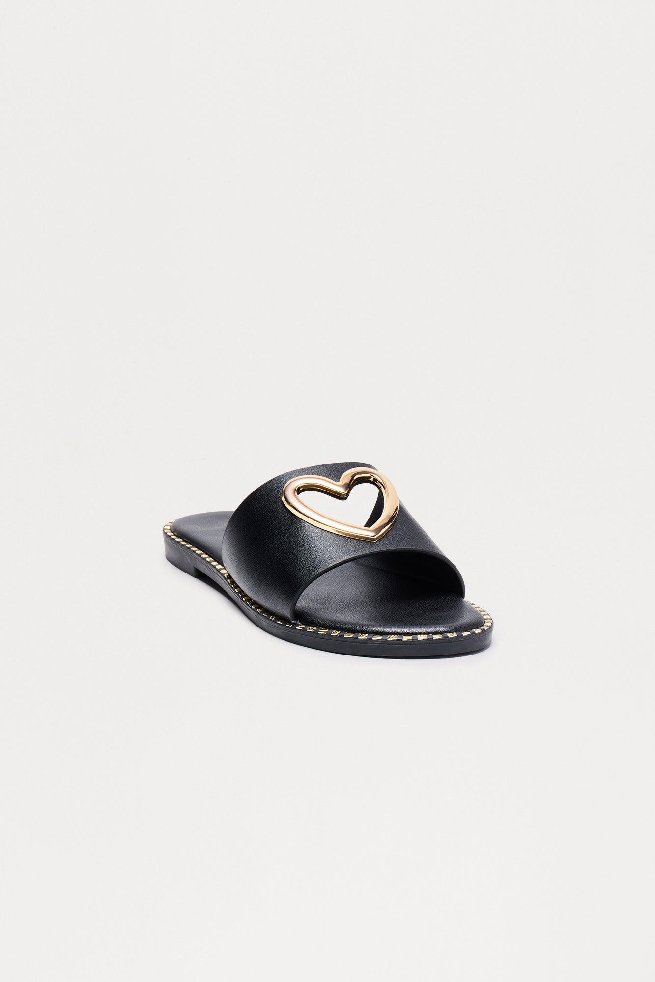 Heart Of Gold Flat Sandals - Black Product Image
