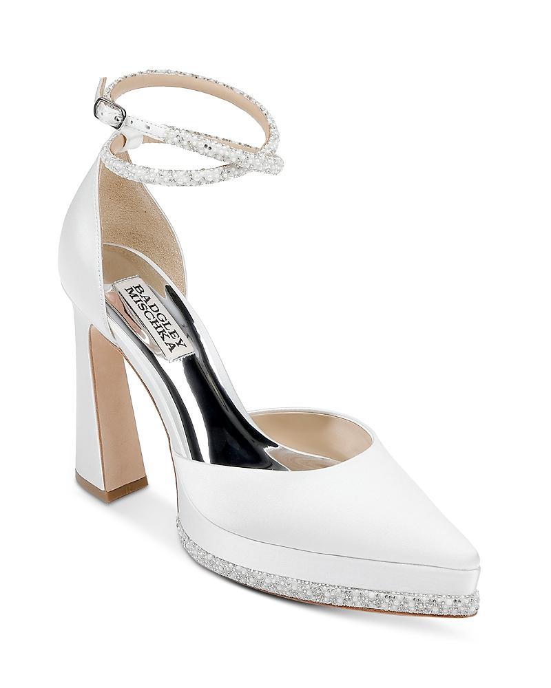 Badgley Mischka Eliana Platform Embellished Satin Pumps Product Image