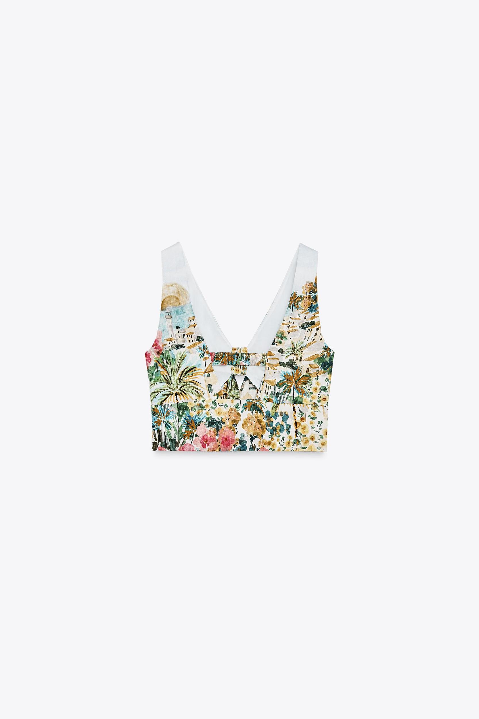 KNOTTED PRINTED CROP TOP Product Image