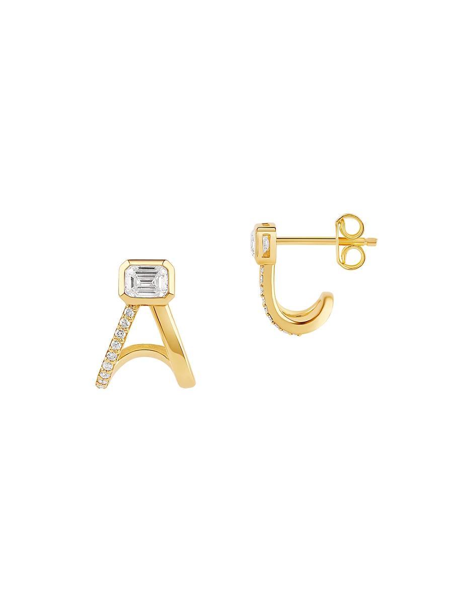 Womens Multishape 14K Yellow Gold & 0.50 TCW Diamond Huggie Earrings Product Image