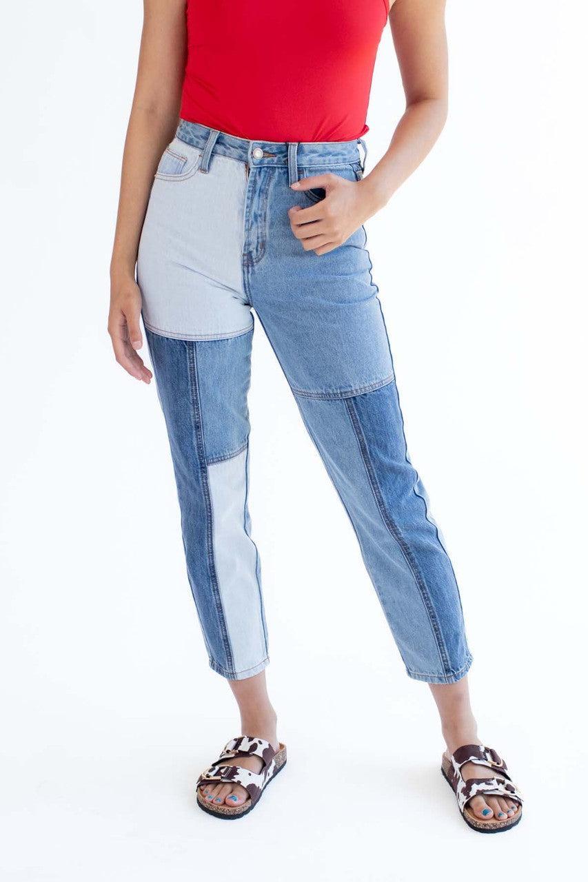Patchwork Mom Jeans Product Image