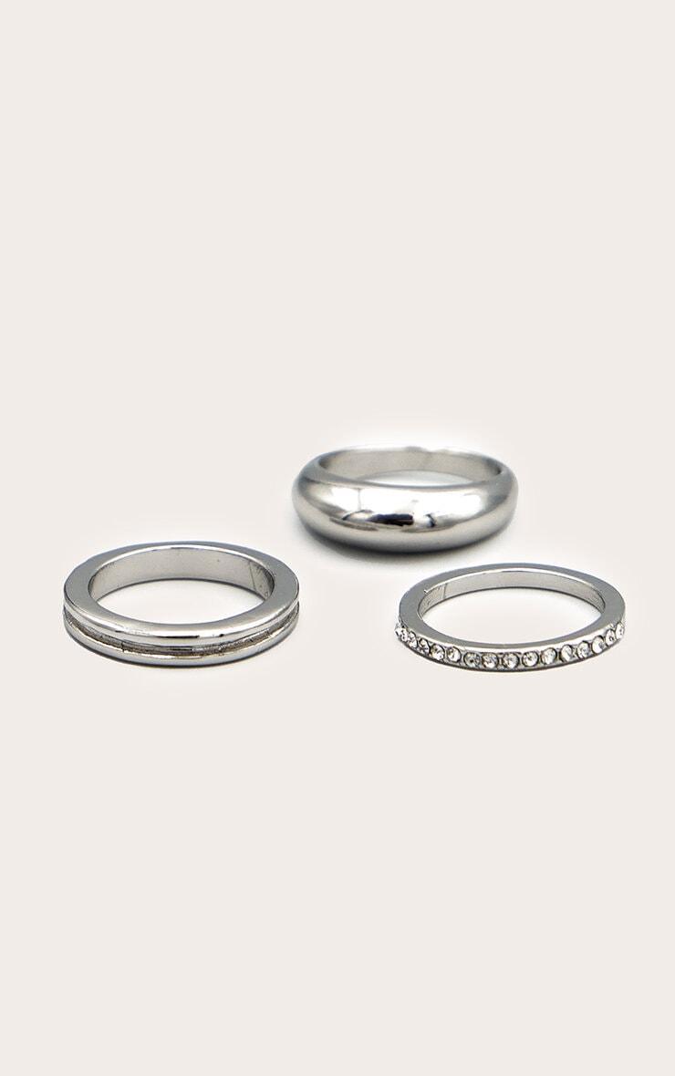 Silver Diamante Ridge Assorted Multipack Rings Product Image