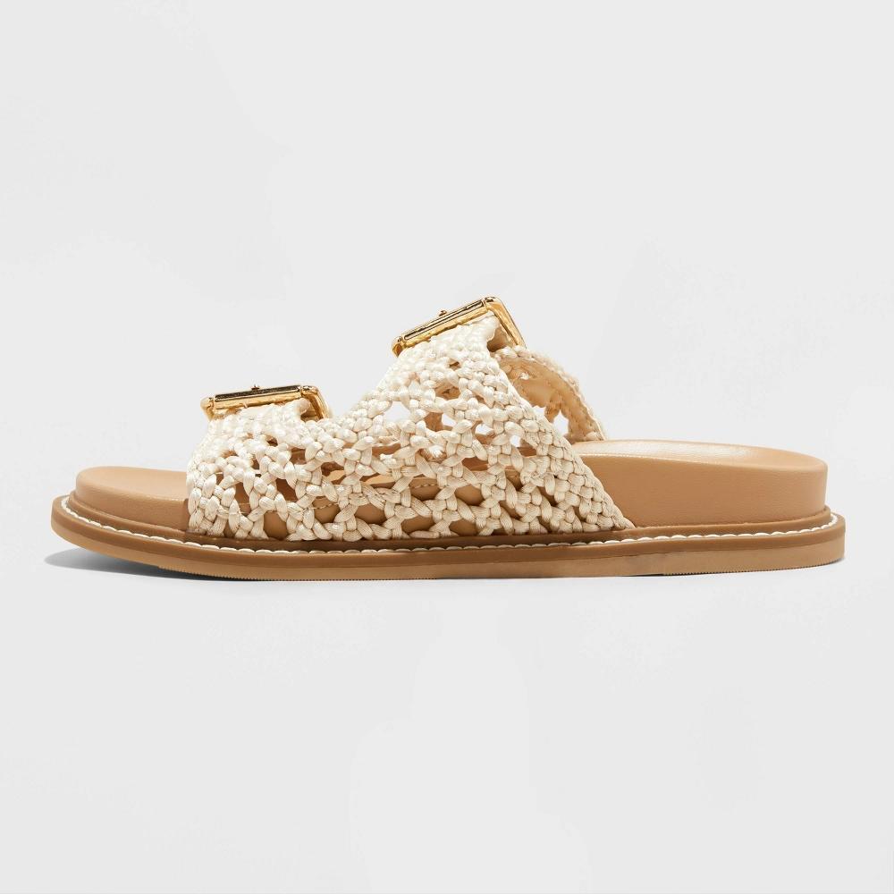 Womens Kylie Woven Two Band Footbed Sandals - Universal Thread Off-White 6 Product Image