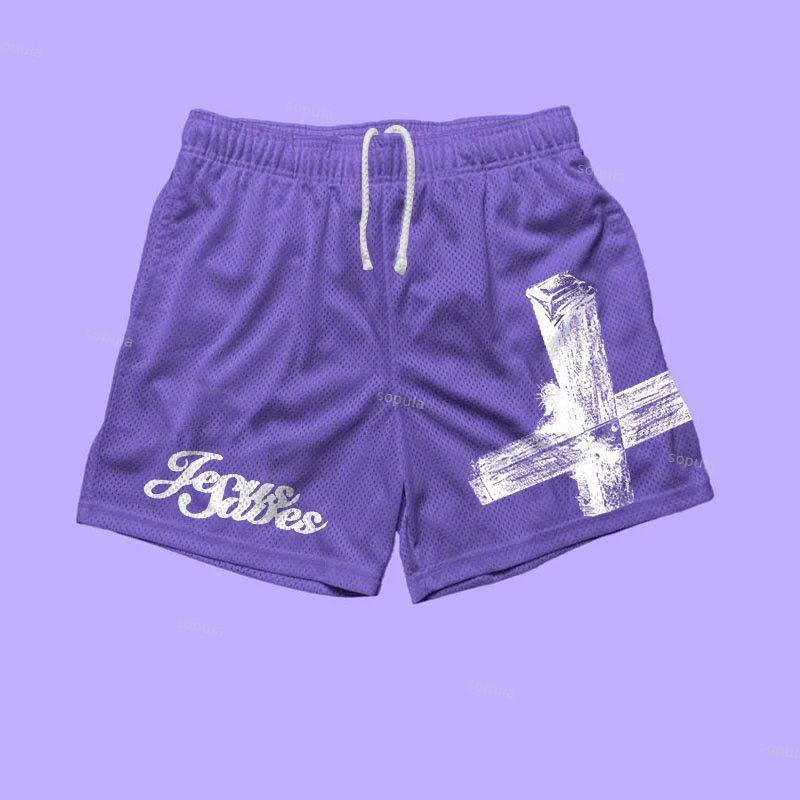 Sopula Jesus Saves Print Mesh Shorts Product Image