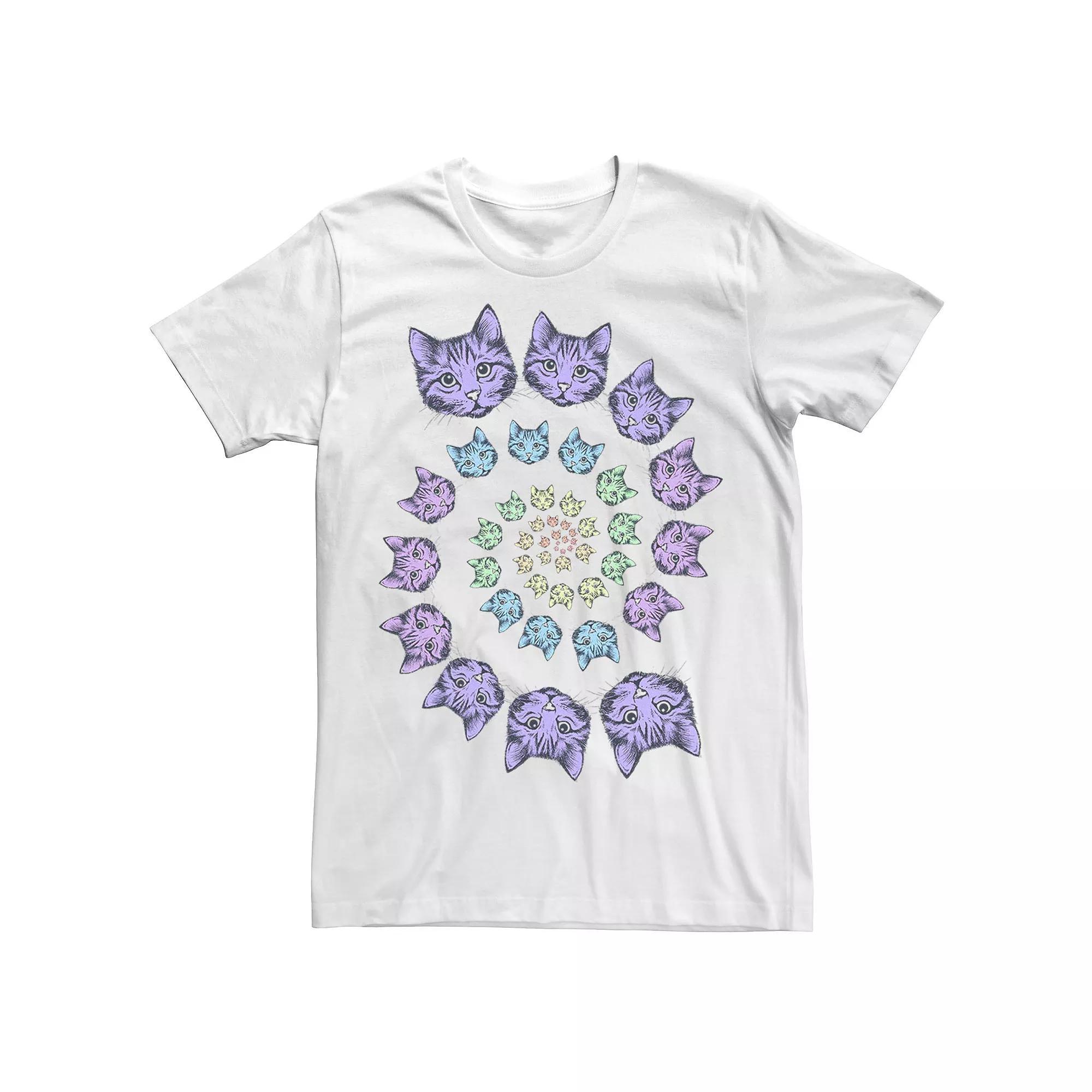 Men's Colorful Cat Spirals Tee, Size: XXL, White Product Image