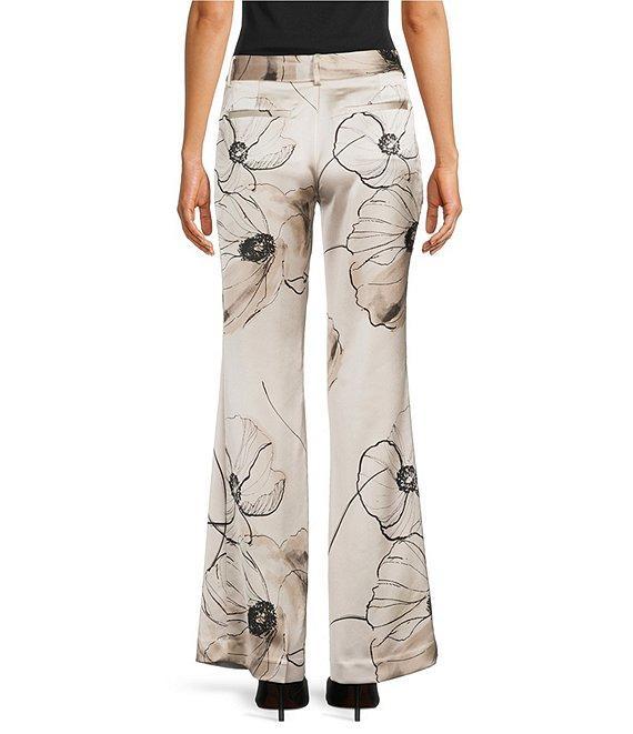 KARL LAGERFELD PARIS Satin Floral Print Wide-Leg Coordinating Pants Product Image