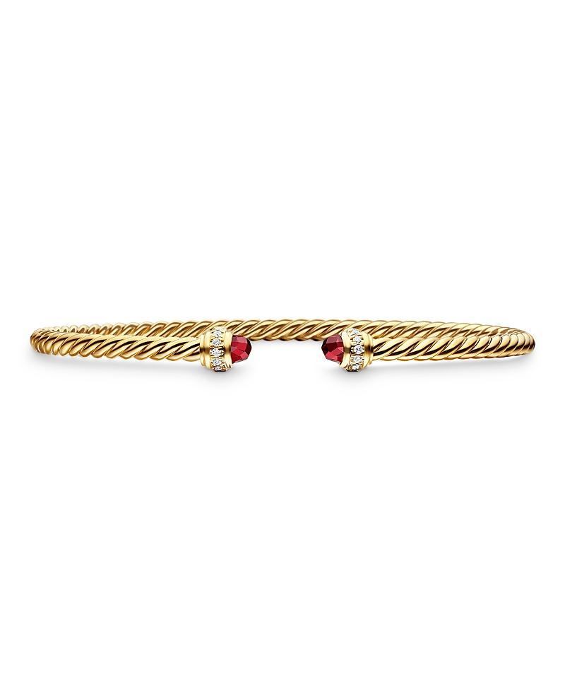 David Yurman Cable Spira Bracelet in 18K Gold with Hampton Blue Topaz and Diamonds Product Image