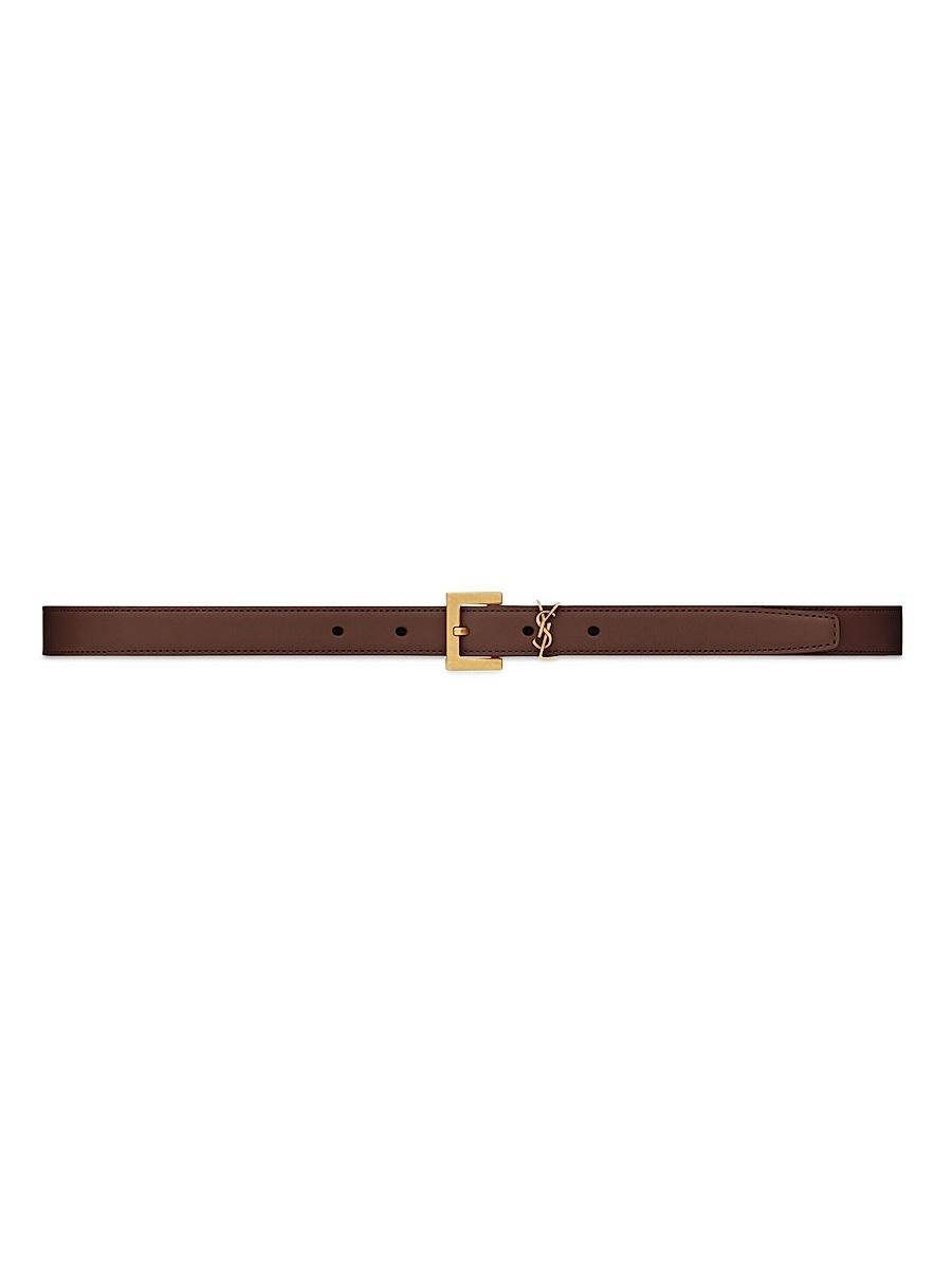 Womens Cassandre Thin Belt with Square Buckle in Smooth Leather Product Image