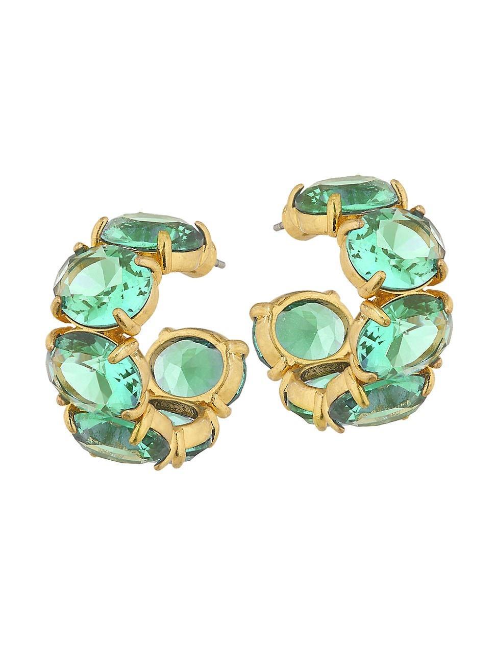 Womens Gem Palace Royals Goldtone & Glass Stone Hoop Earrings Product Image