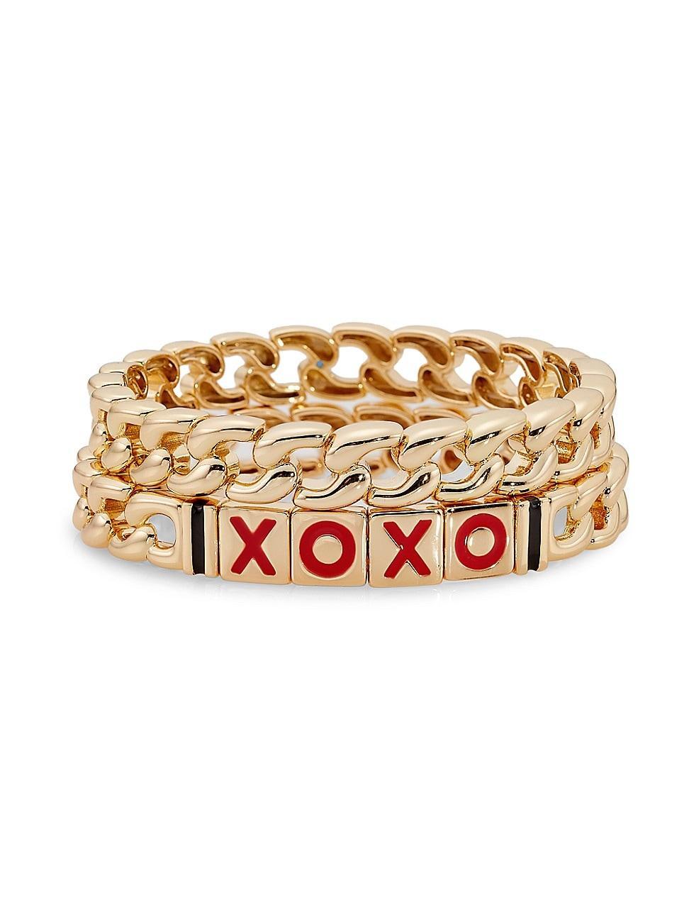 Womens Xoxo 2-Piece Goldtone & Enamel Chain Bracelet Set Product Image