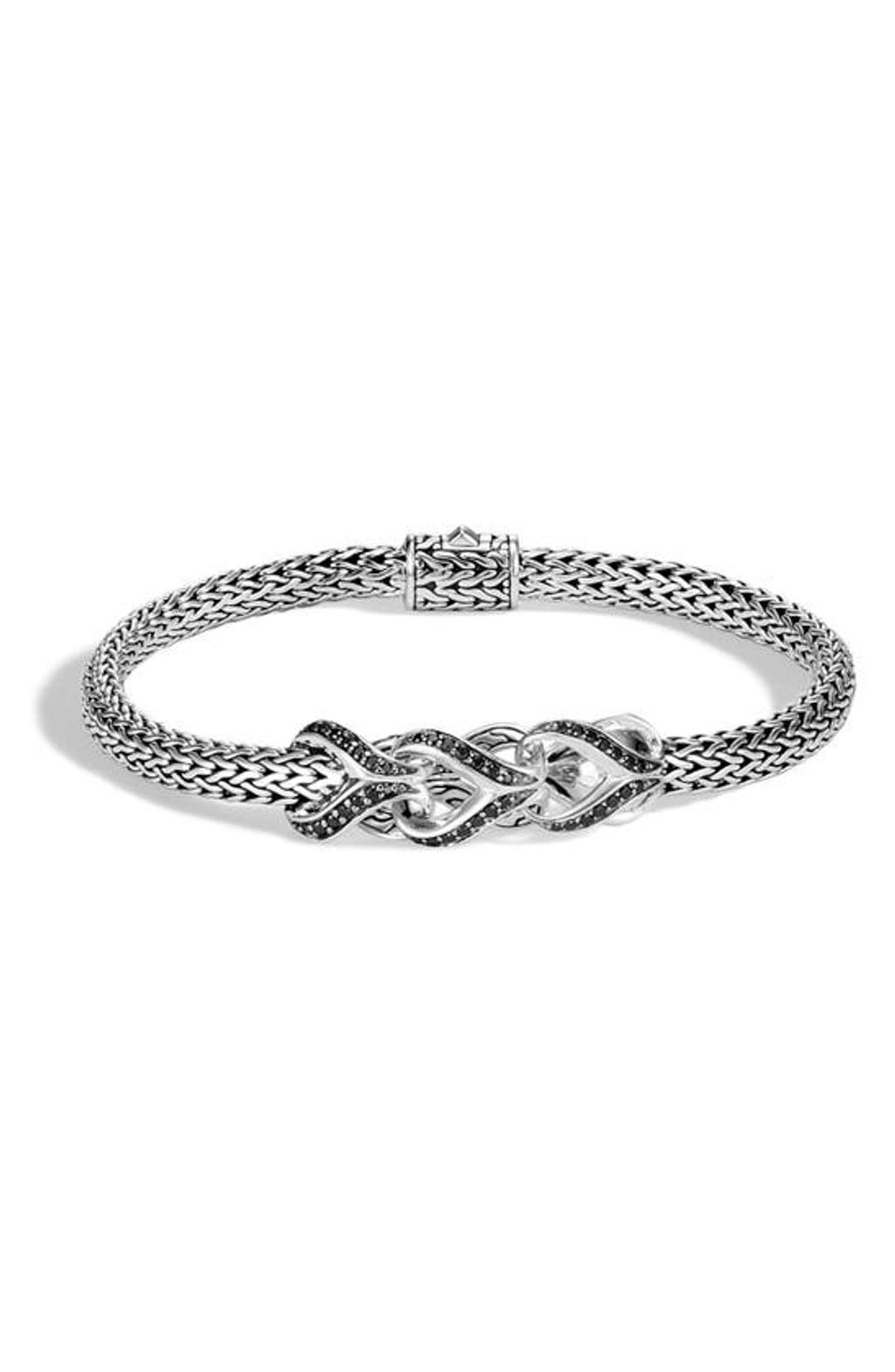 JOHN HARDY Sterling Silver Classic Chain Black Sapphire & Black Spinel Small Bracelet, 5mm In Metallic Product Image