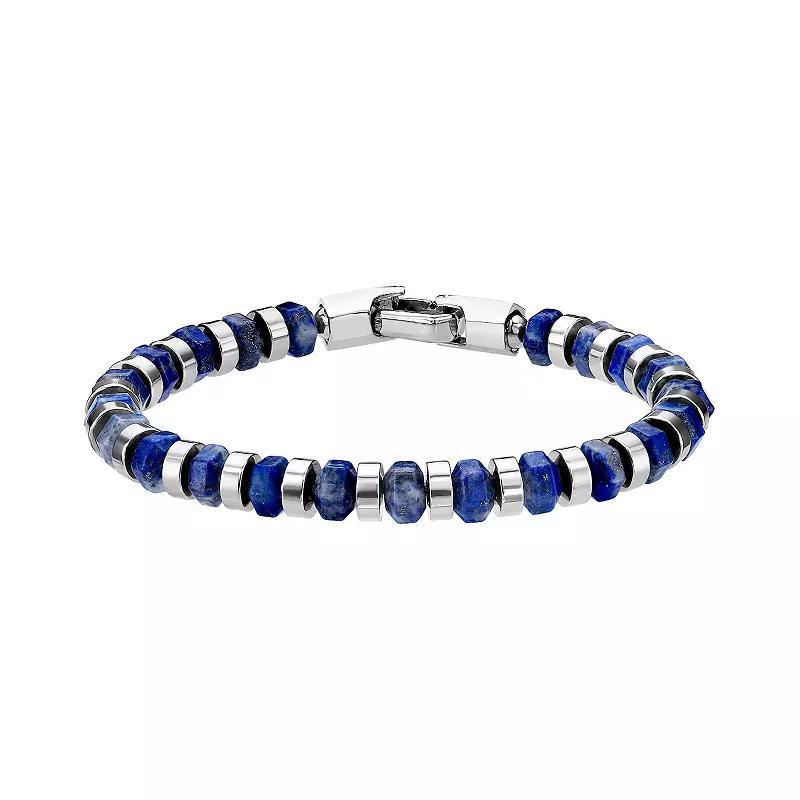 Mens LYNX Stainless Steel Blue Lapis Bracelet Product Image