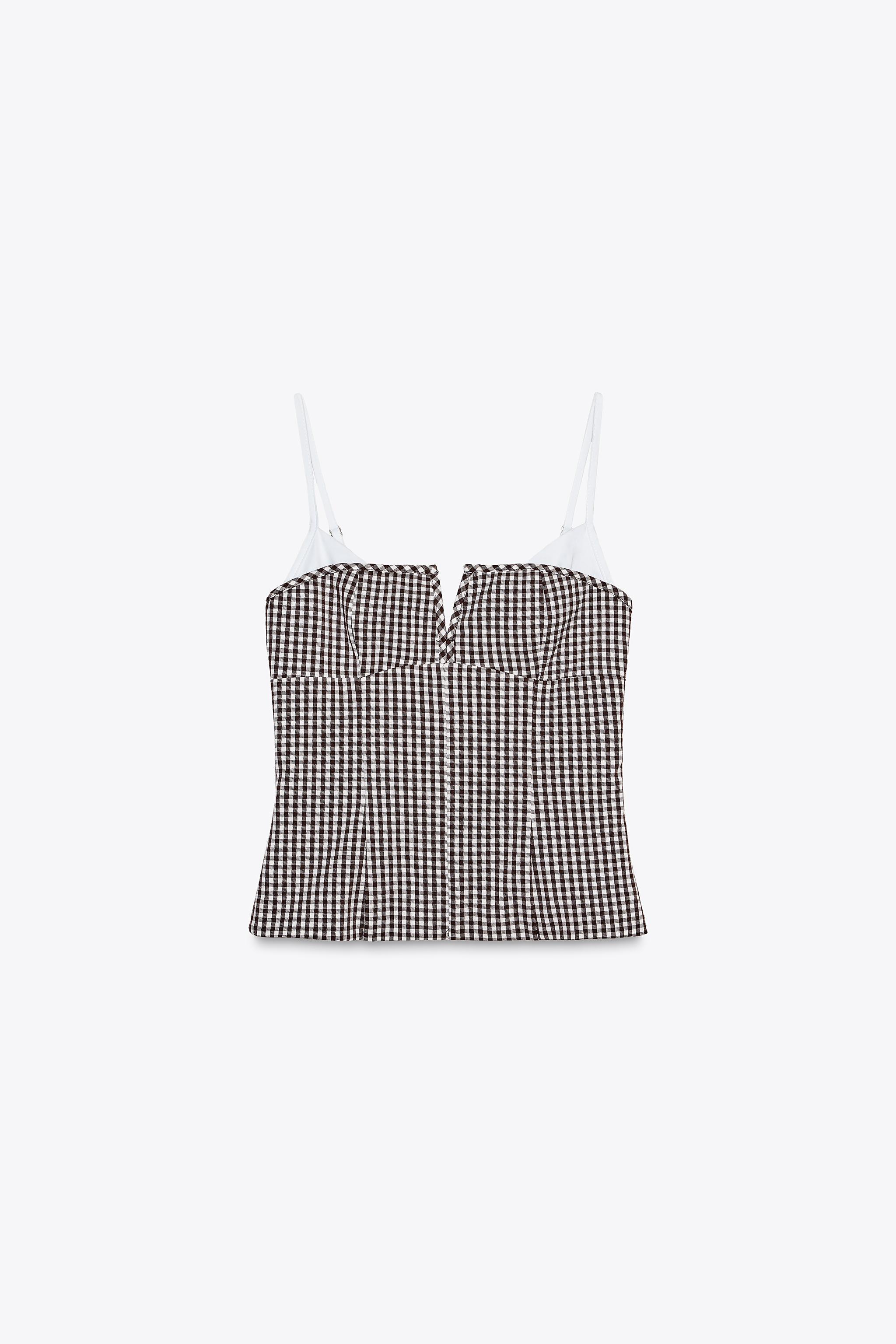 COMBINED GINGHAM STRETCH TOP Product Image