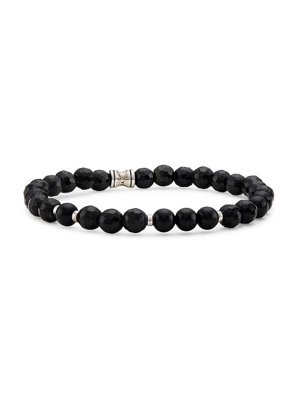 Mens Park Avenue Onyx & Sterling Silver Stretch Bracelet Product Image