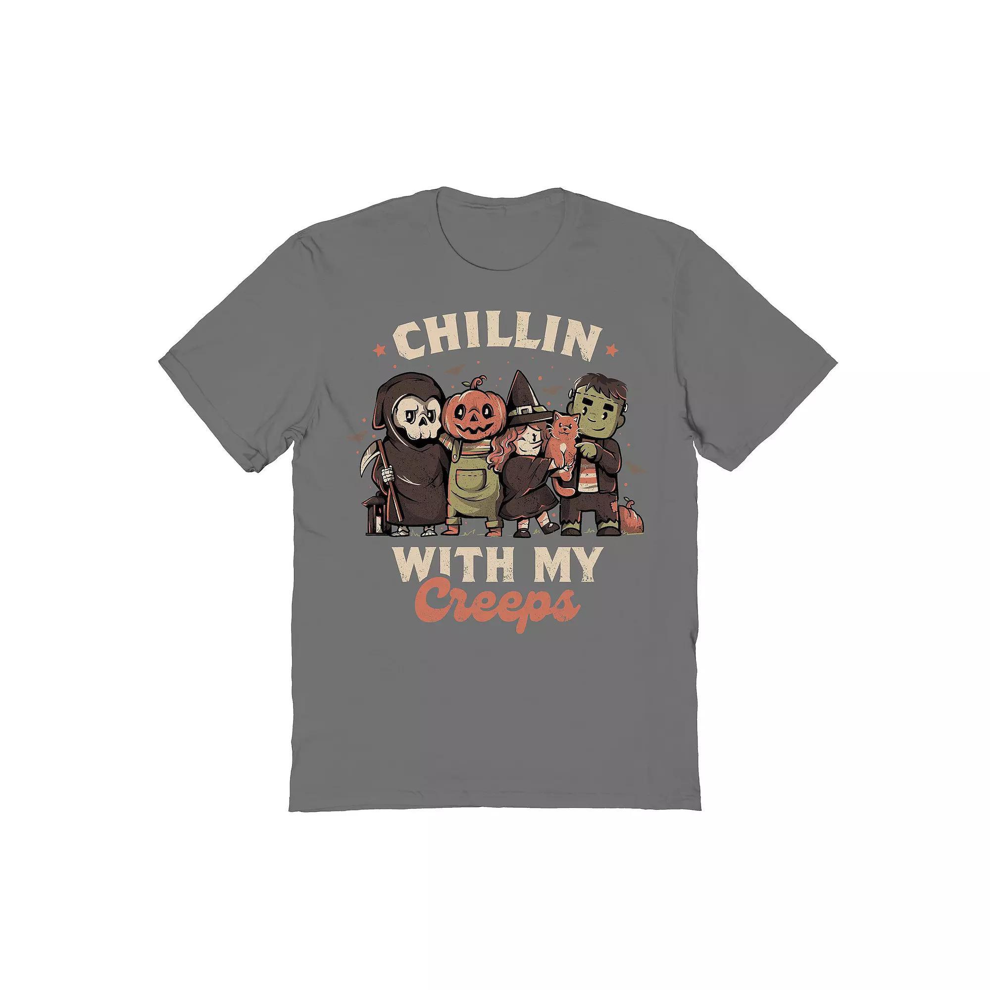 Men's Chilling With my Creeps Halloween Graphic Tee, Size: Medium, Grey Product Image