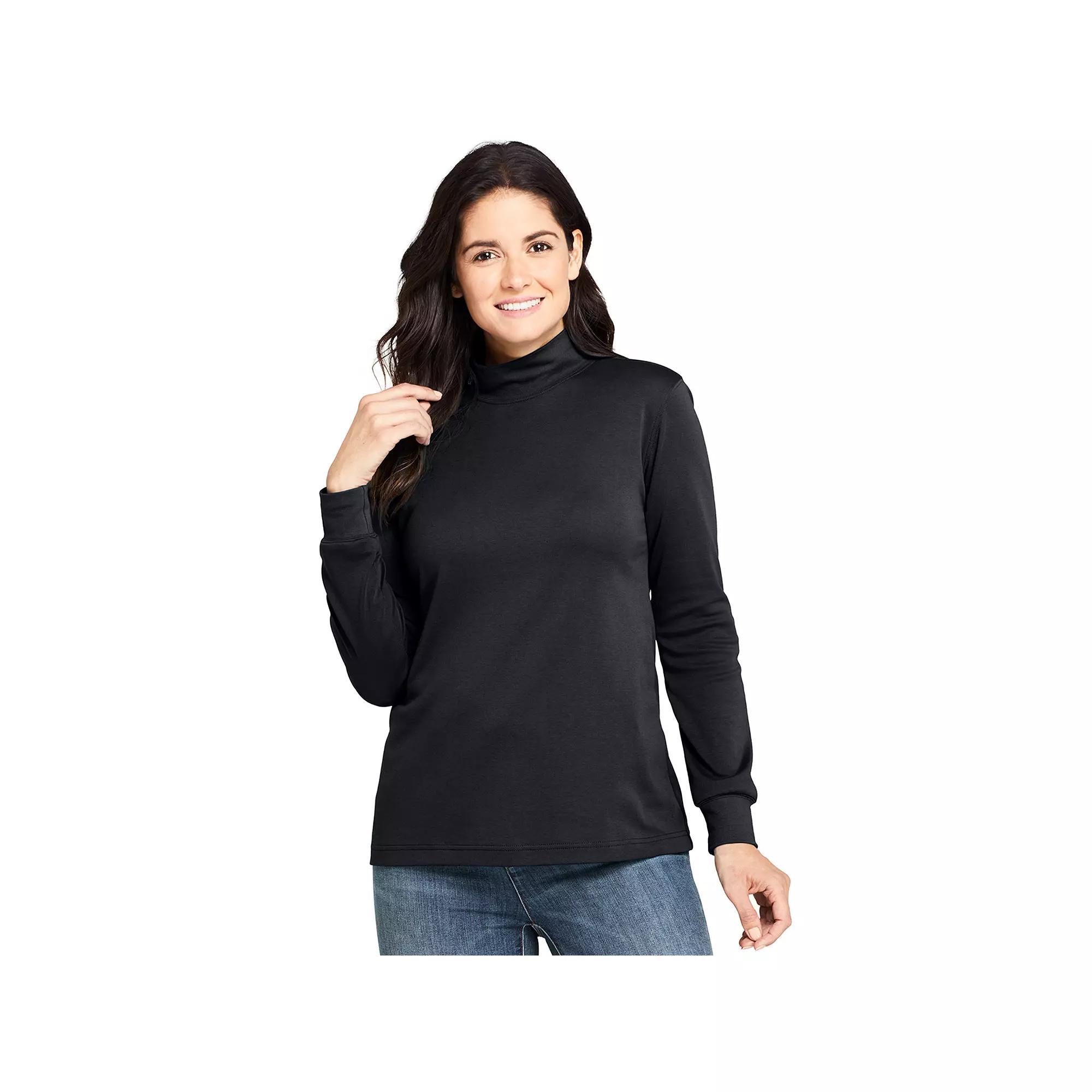 Women's Lands' End Relaxed Mockneck Top, Size: XS, Black Product Image