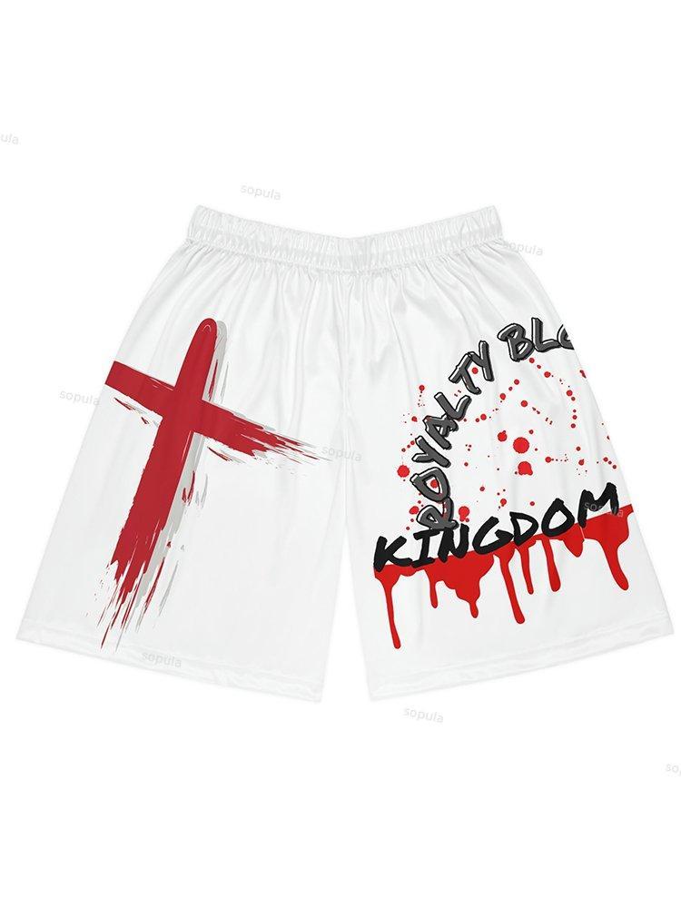 Sopula Royalty Bloodline Faith Printing Casual Mesh Shorts Product Image