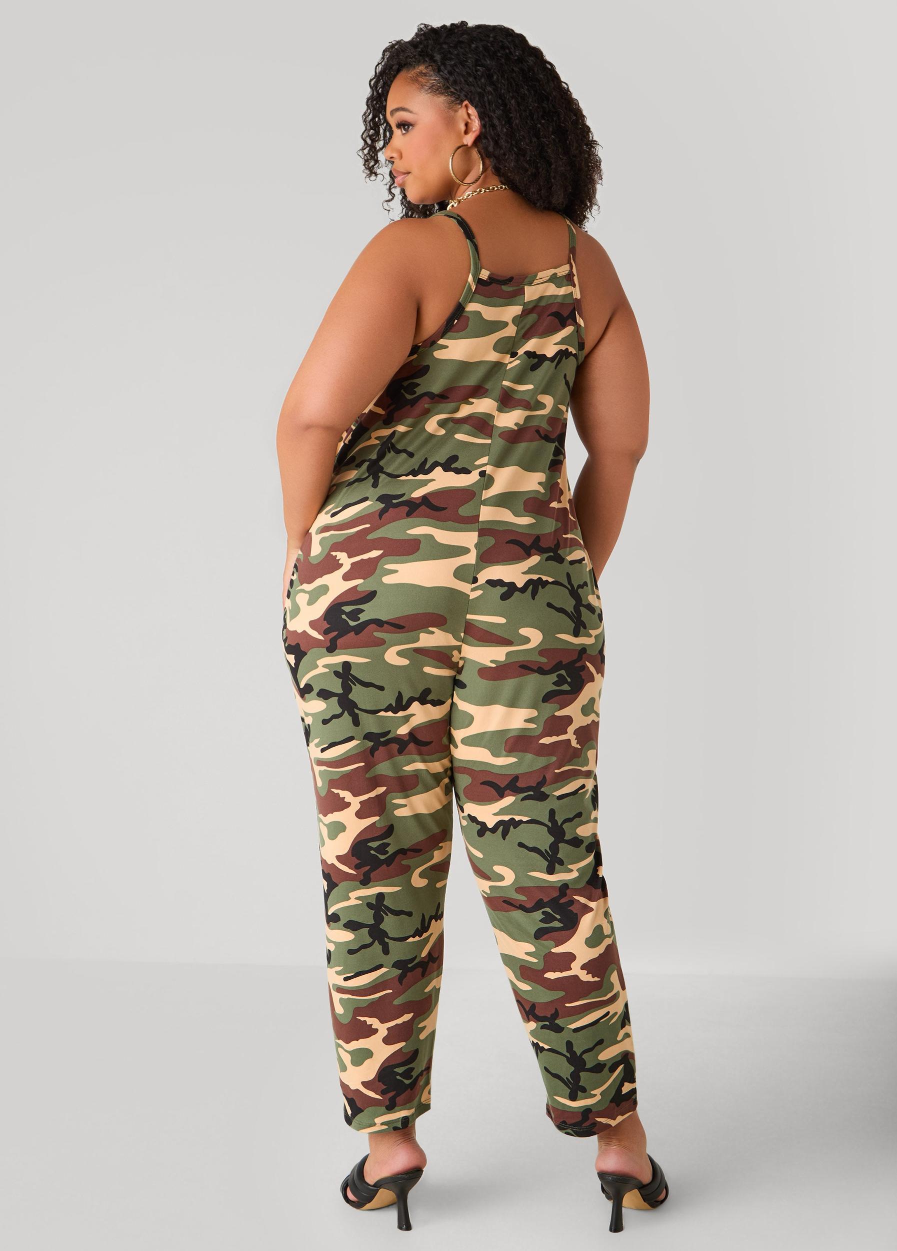 Camo Print Jersey Jumpsuit Product Image