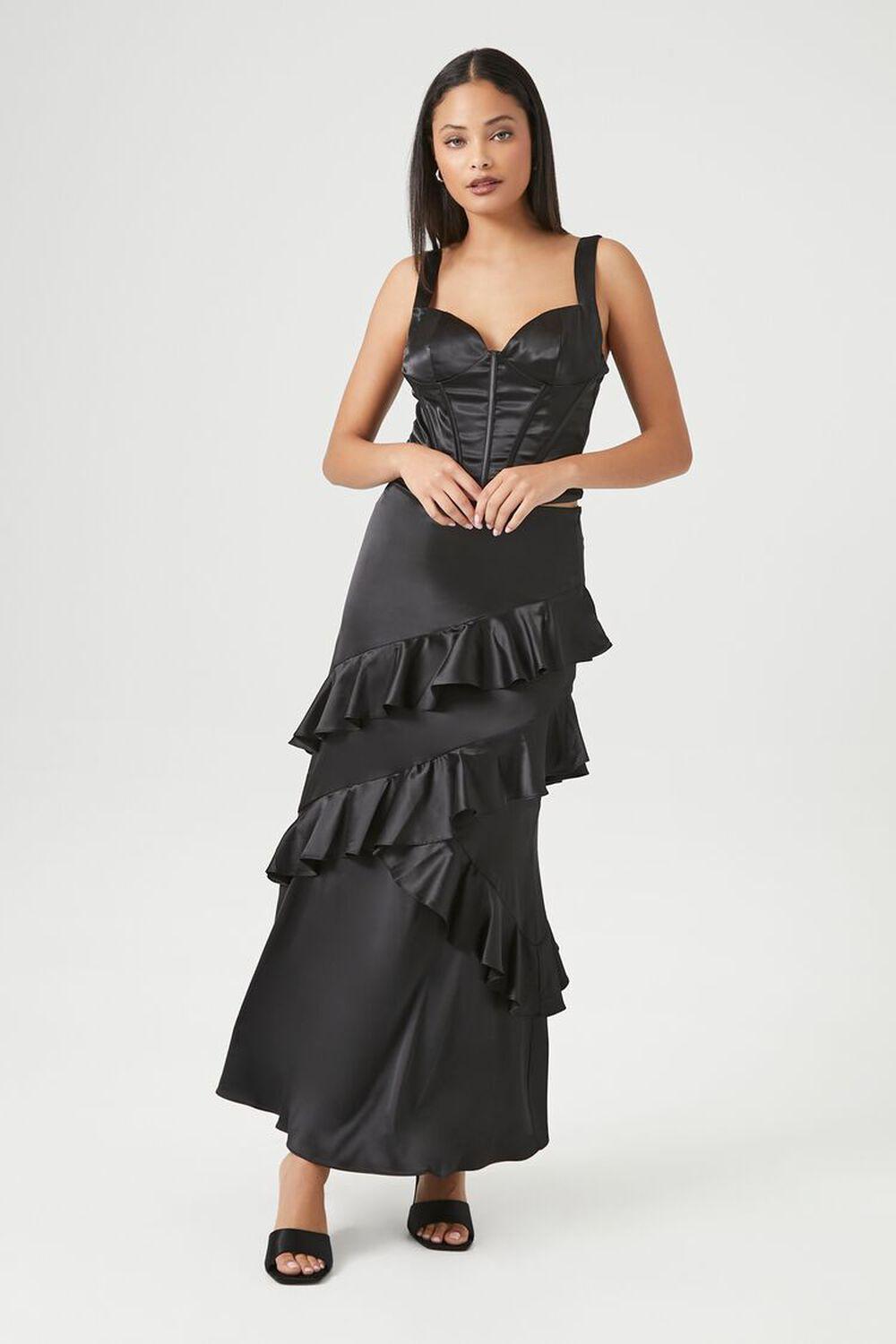 Chiffon Ruffle-Trim Maxi Skirt | Forever 21 Product Image