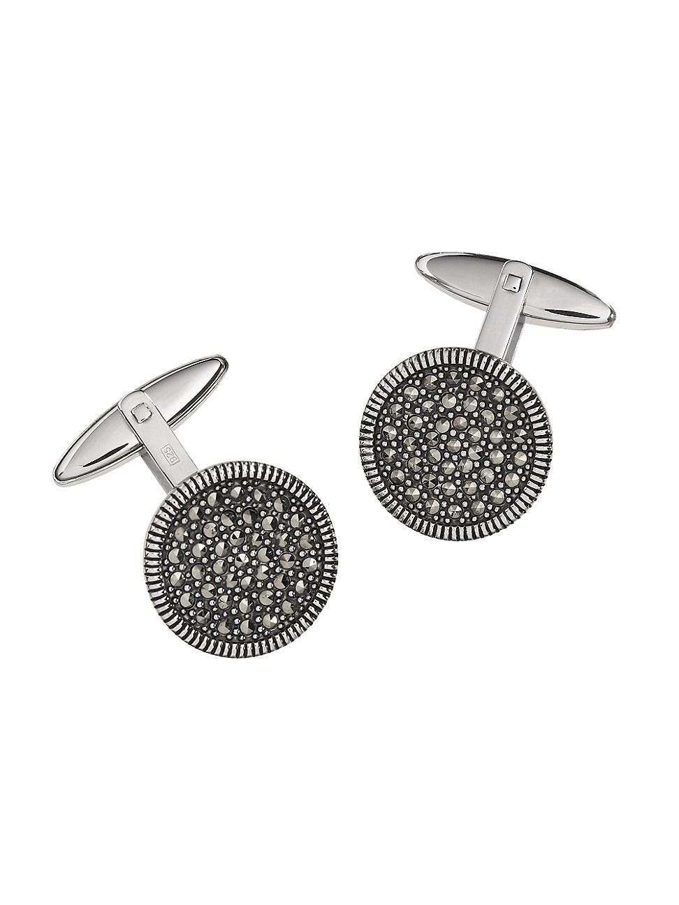 Jan Leslie Sterling Silver and Marcasite Coin-Edge Cufflinks Product Image