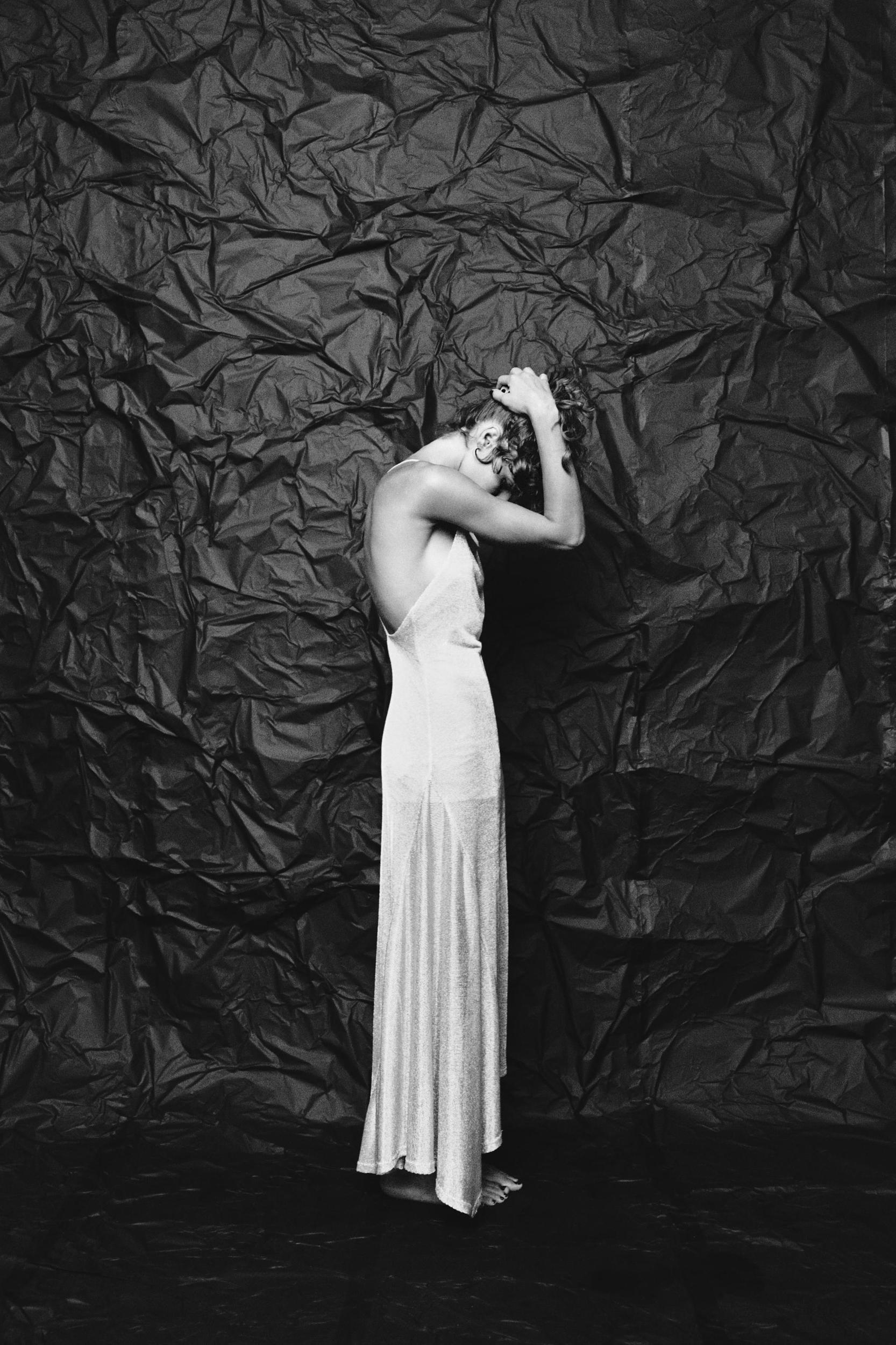 METALLIC THREAD MIDI DRESS Product Image