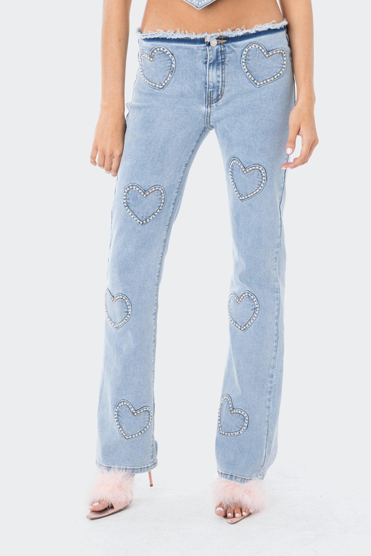 Pearly Heart Denim Top Product Image