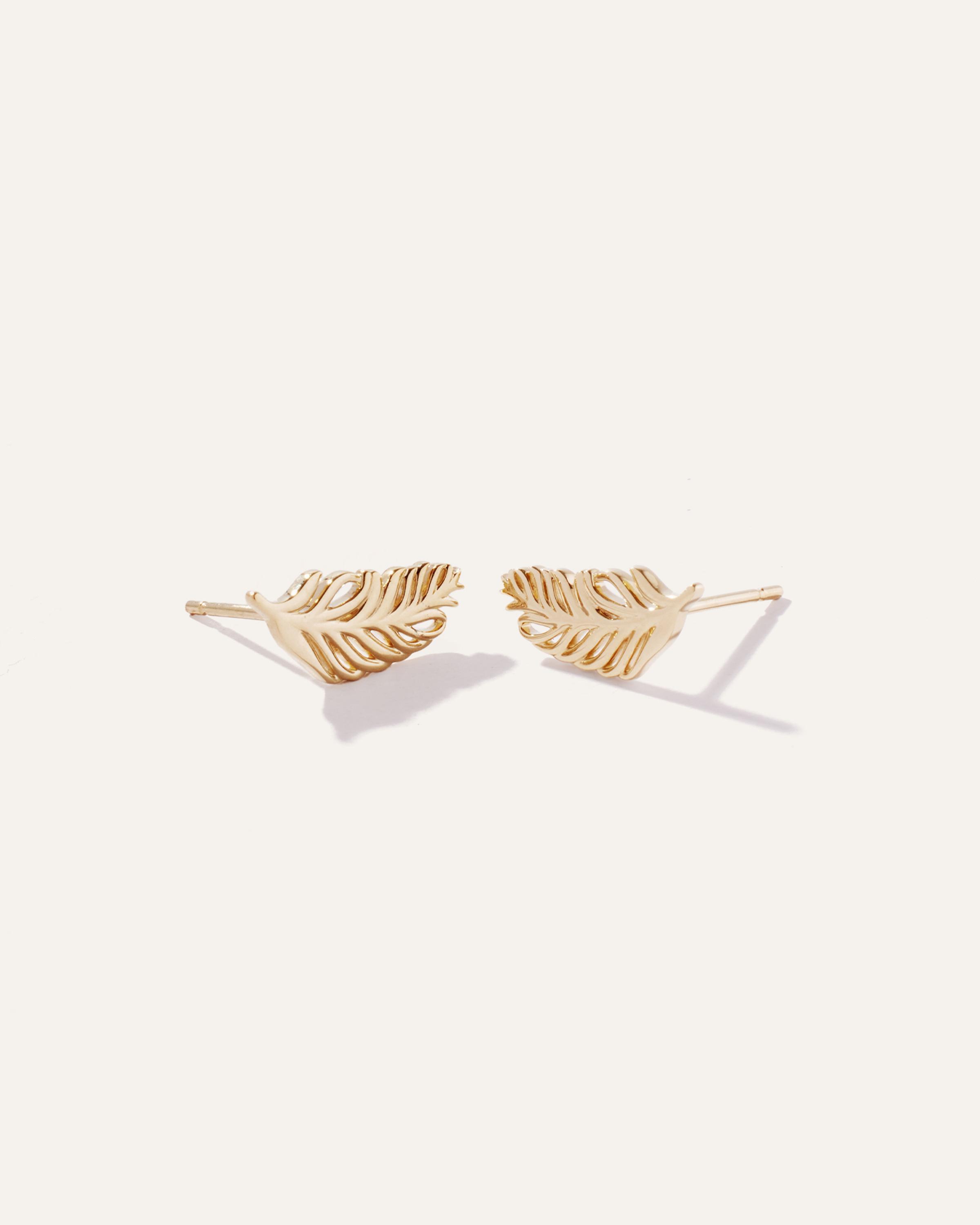 14K Gold Feather Studs Product Image