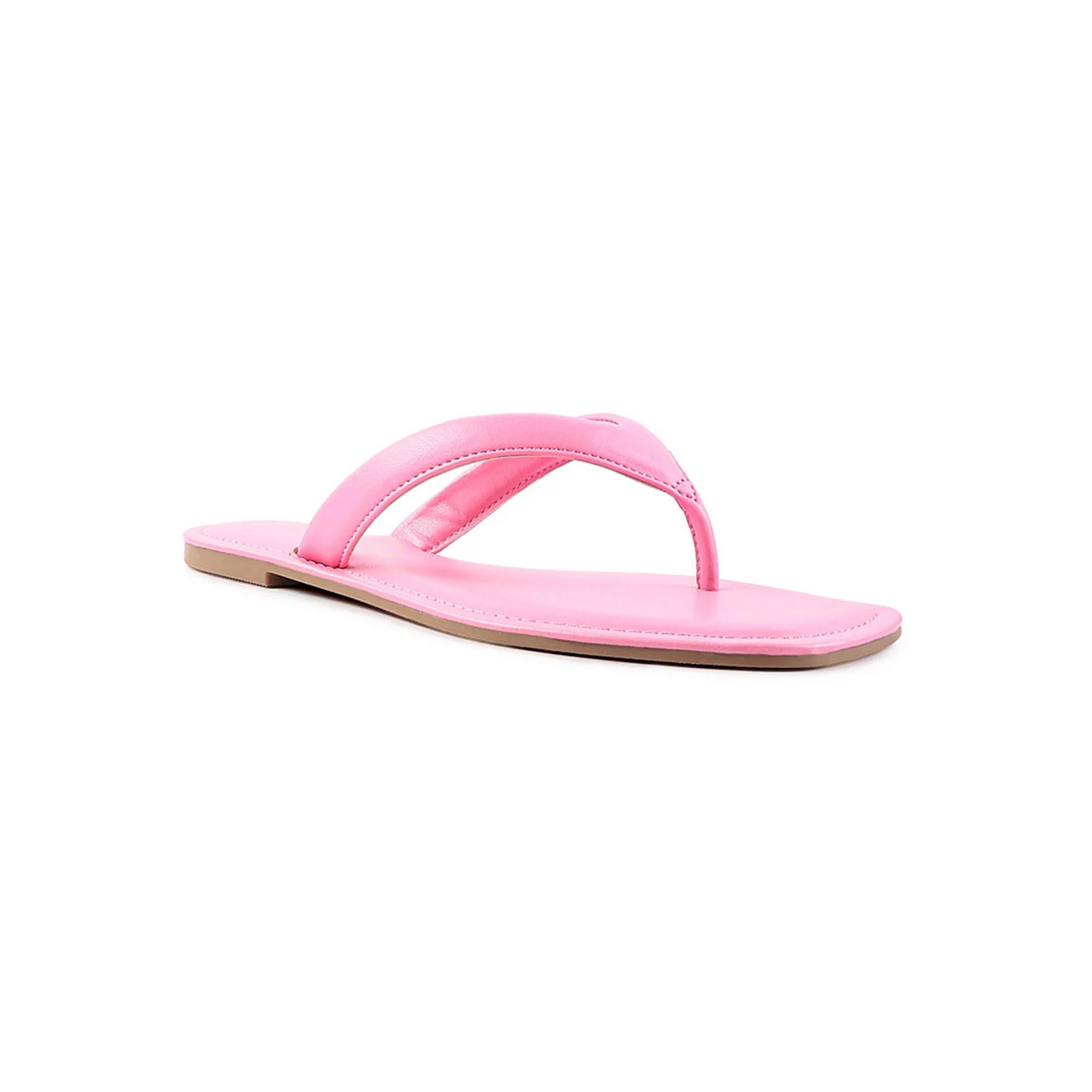 London Rag Women's Rera Square-Toe Thong Slide Sandals, Size: 7, Pink Product Image