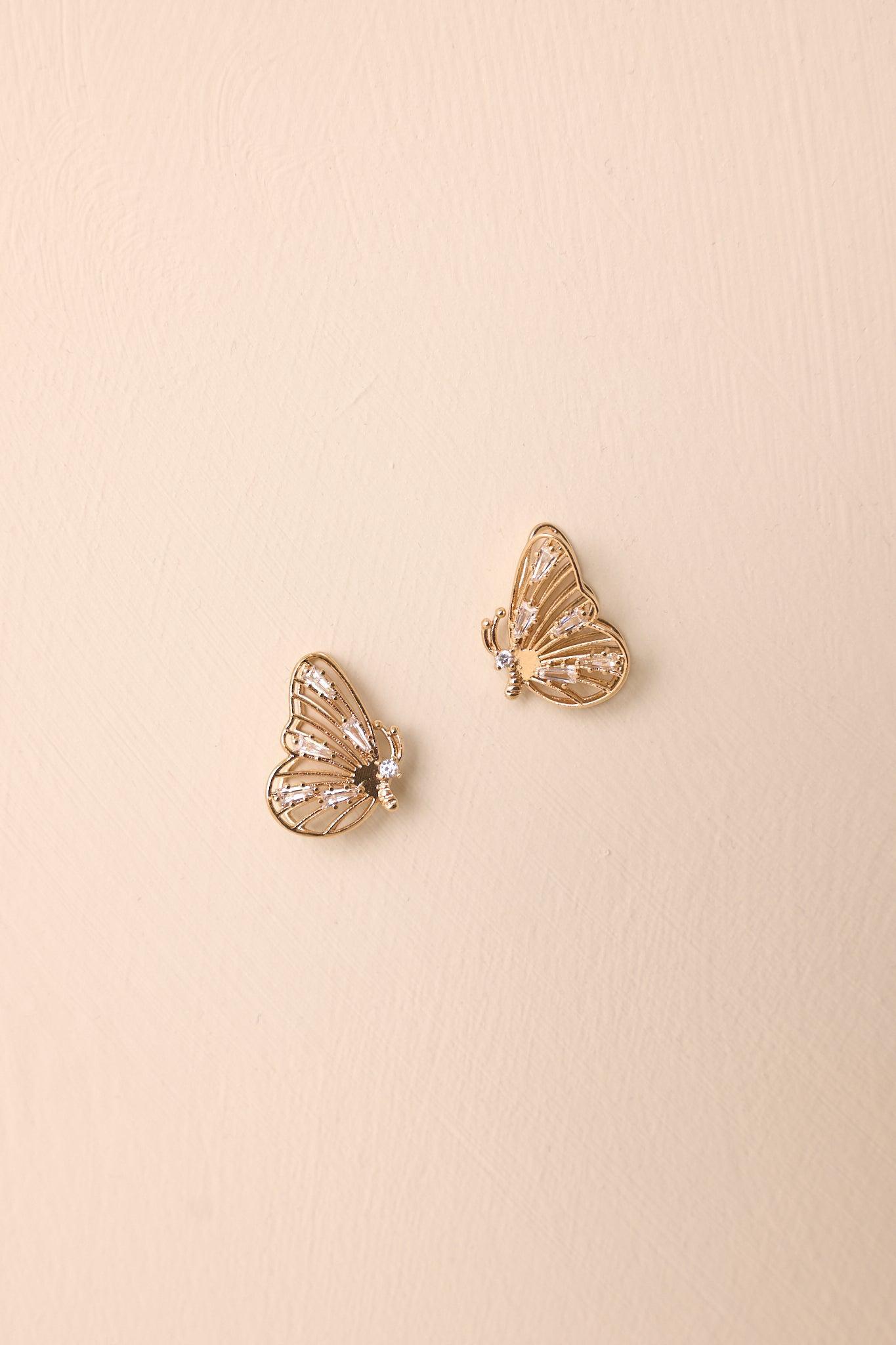 Just Wingin' It Gold Butterfly Earrings Product Image