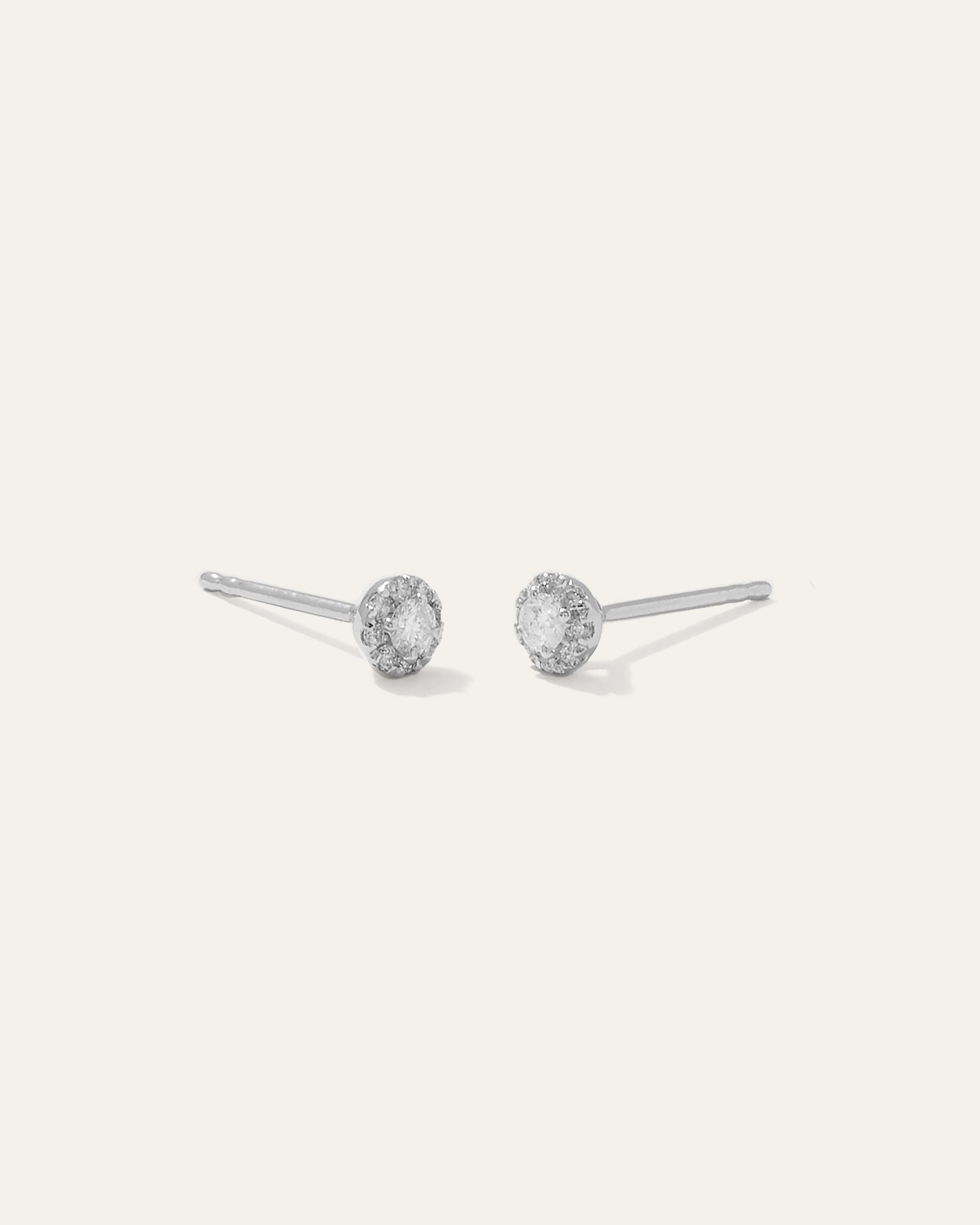 14K Gold Diamond Halo Studs Product Image