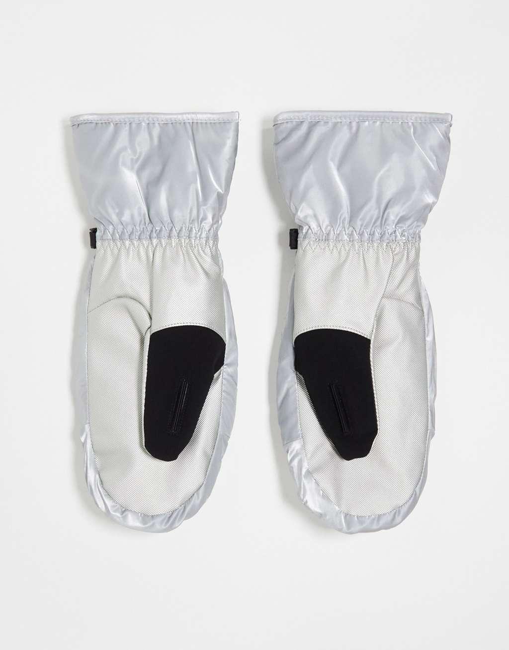 ASOS 4505 ski mittens in silver metallic Product Image