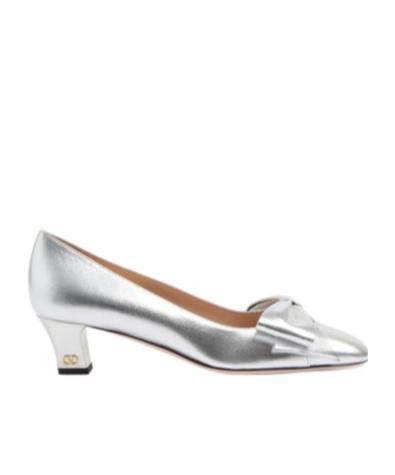 VALENTINO GARAVANI Bowow Pumps In Laminated Nappa 45mm Woman Silver 40.5 Product Image