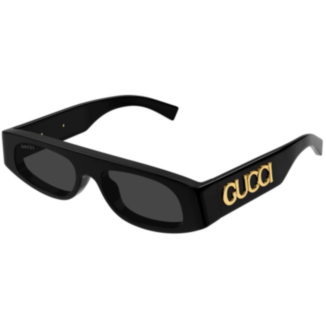 GUCCI Logo Acetate Rectangle Sunglasses In Black Dark Grey Product Image