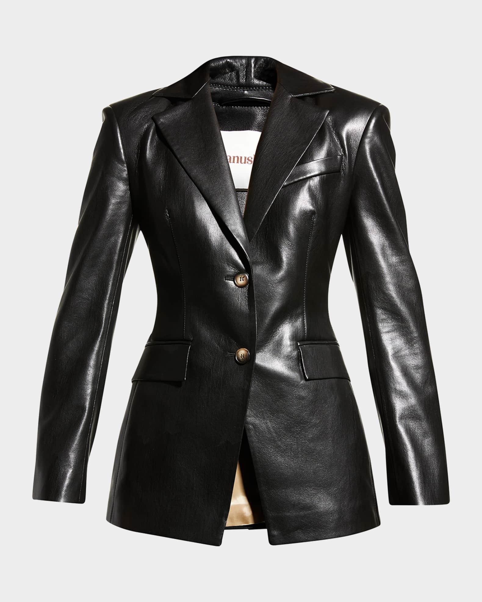 Hathi Single-Breasted Faux Leather Blazer Product Image