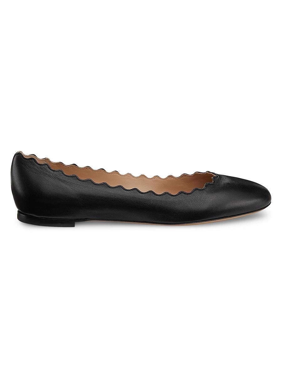 Lauren Scalloped Leather Ballet Flats Product Image