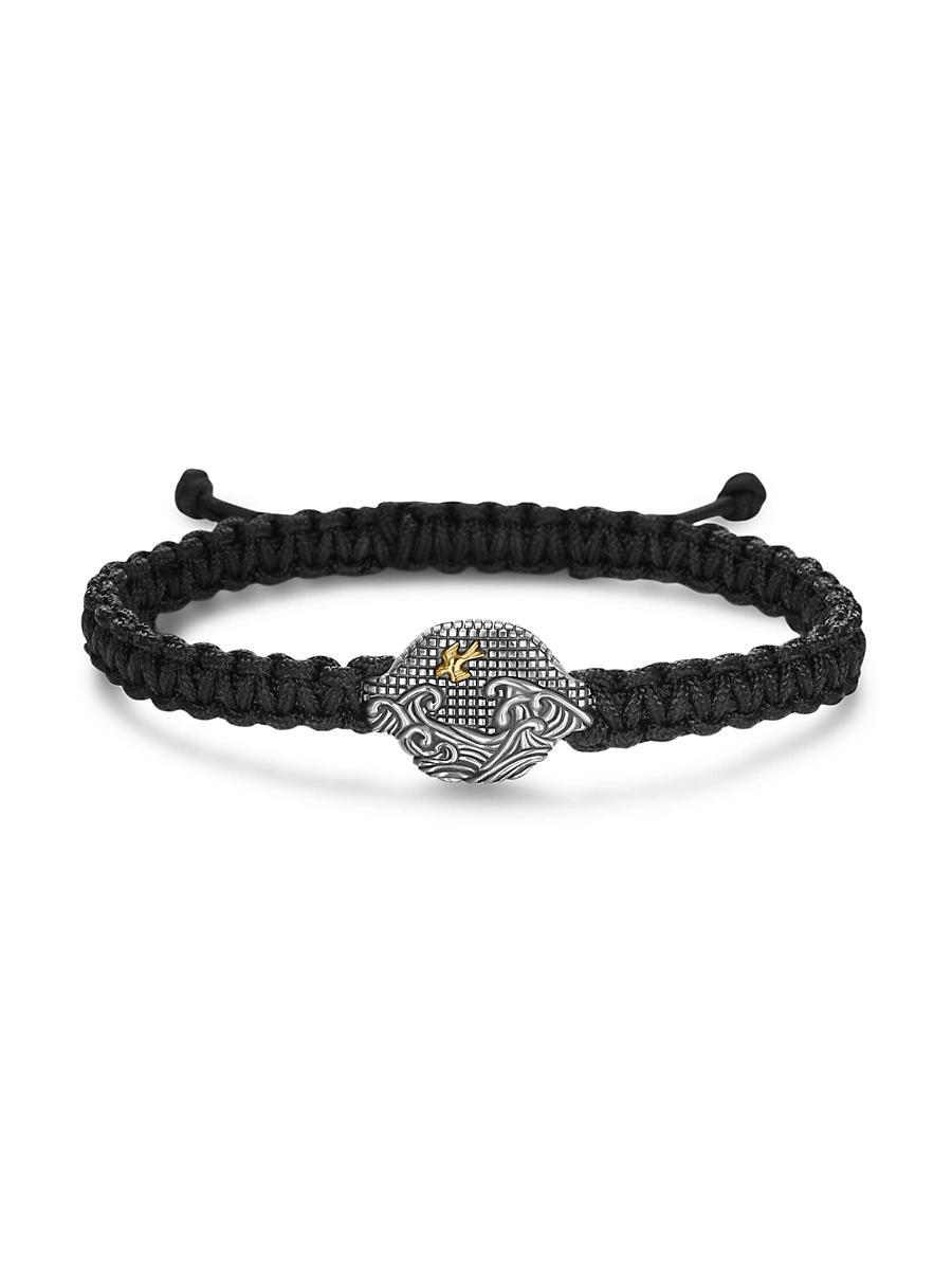 Mens Waves Black Nylon Woven Station Bracelet Product Image