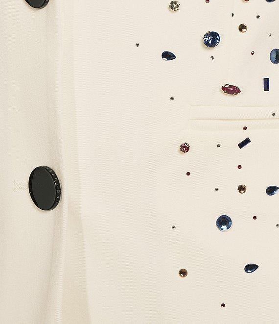 KARL LAGERFELD PARIS Rhinestone Embellished Notch Lapel Two Button Blazer Product Image
