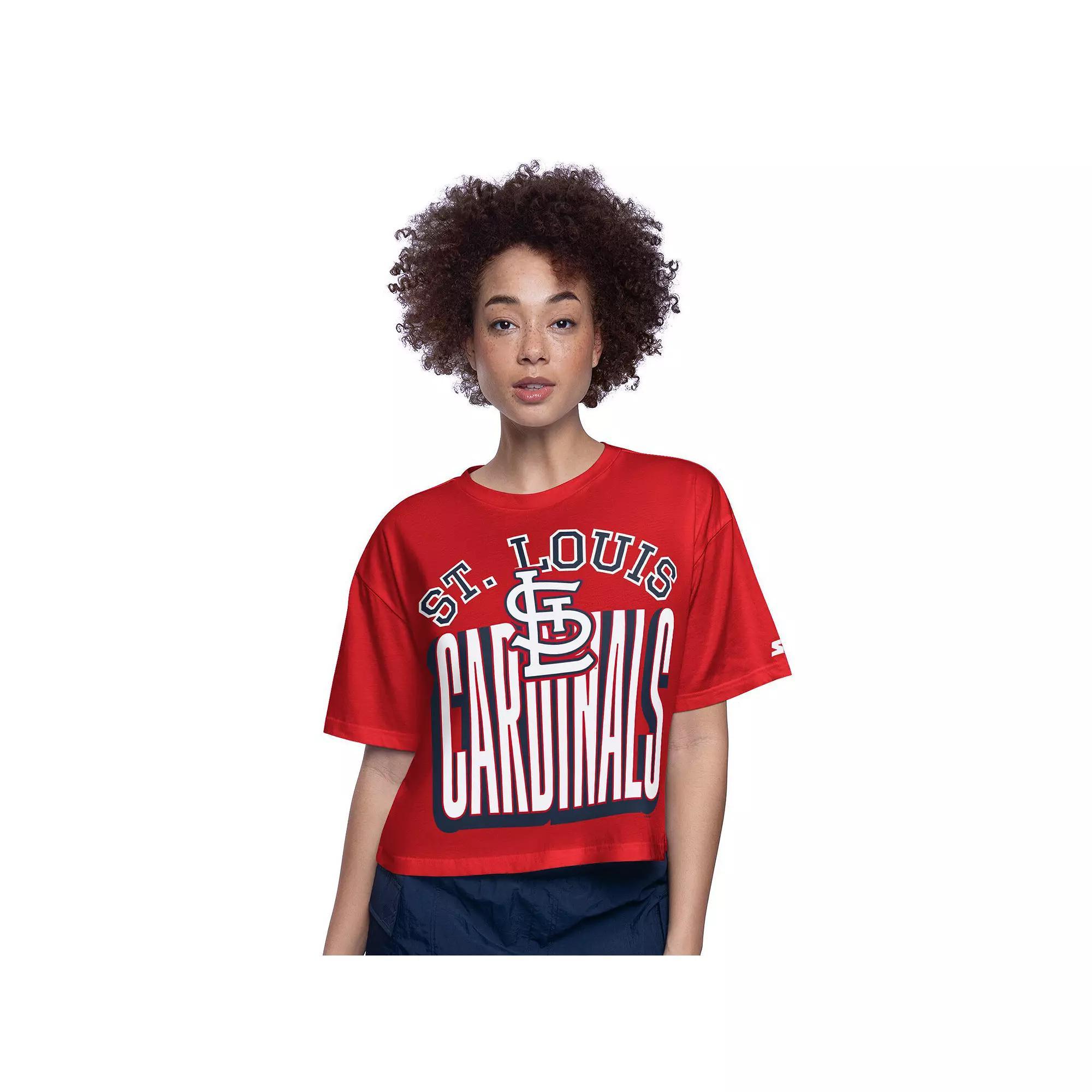 Women's Starter Red St. Louis Cardinals Play the Ball Boxy Cropped T-Shirt,  Product Image