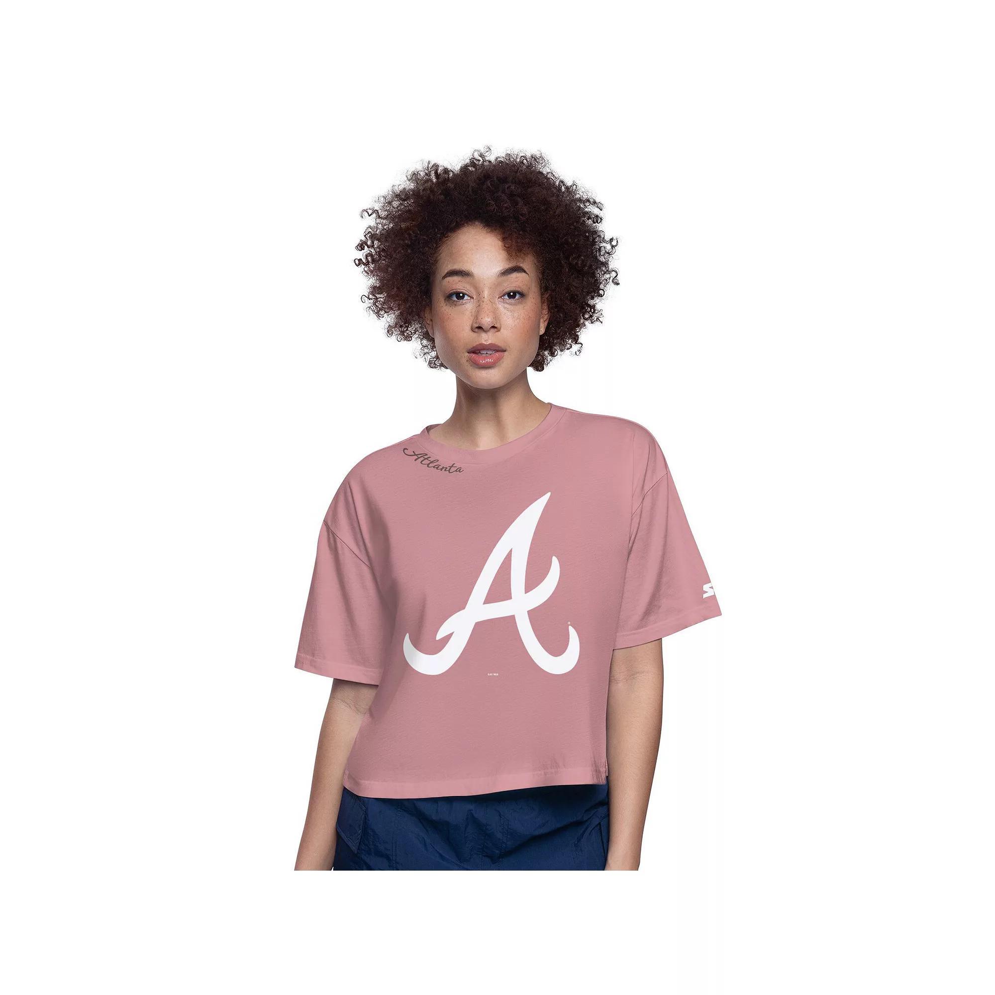 Women's Starter Pink New York Yankees Play the Ball Boxy Cropped T-Shirt,  Product Image