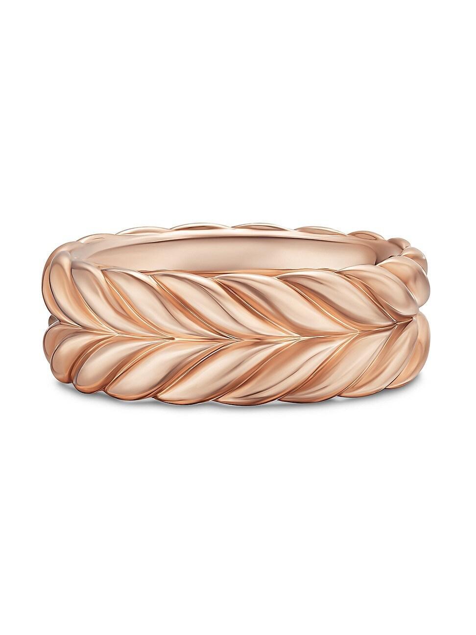 Mens Chevron Band Ring in 18K Rose Gold, 9MM Product Image