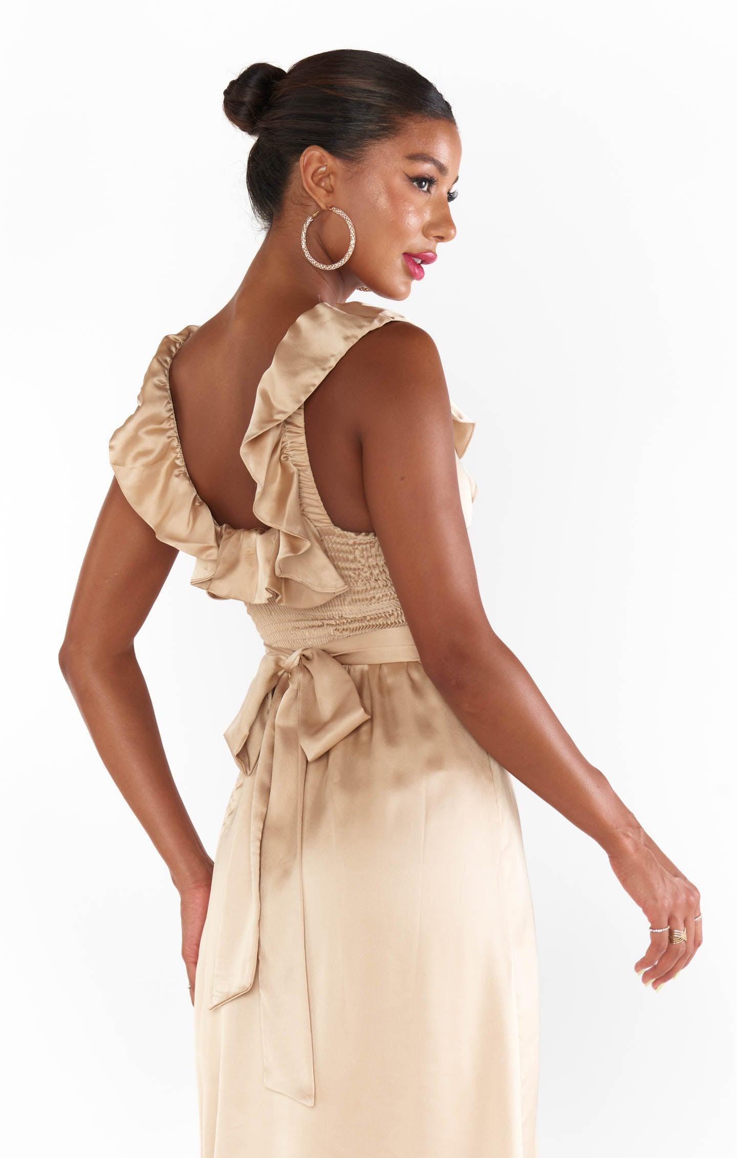 Alexis Midi Dress ~ Champagne Luxe Satin Product Image