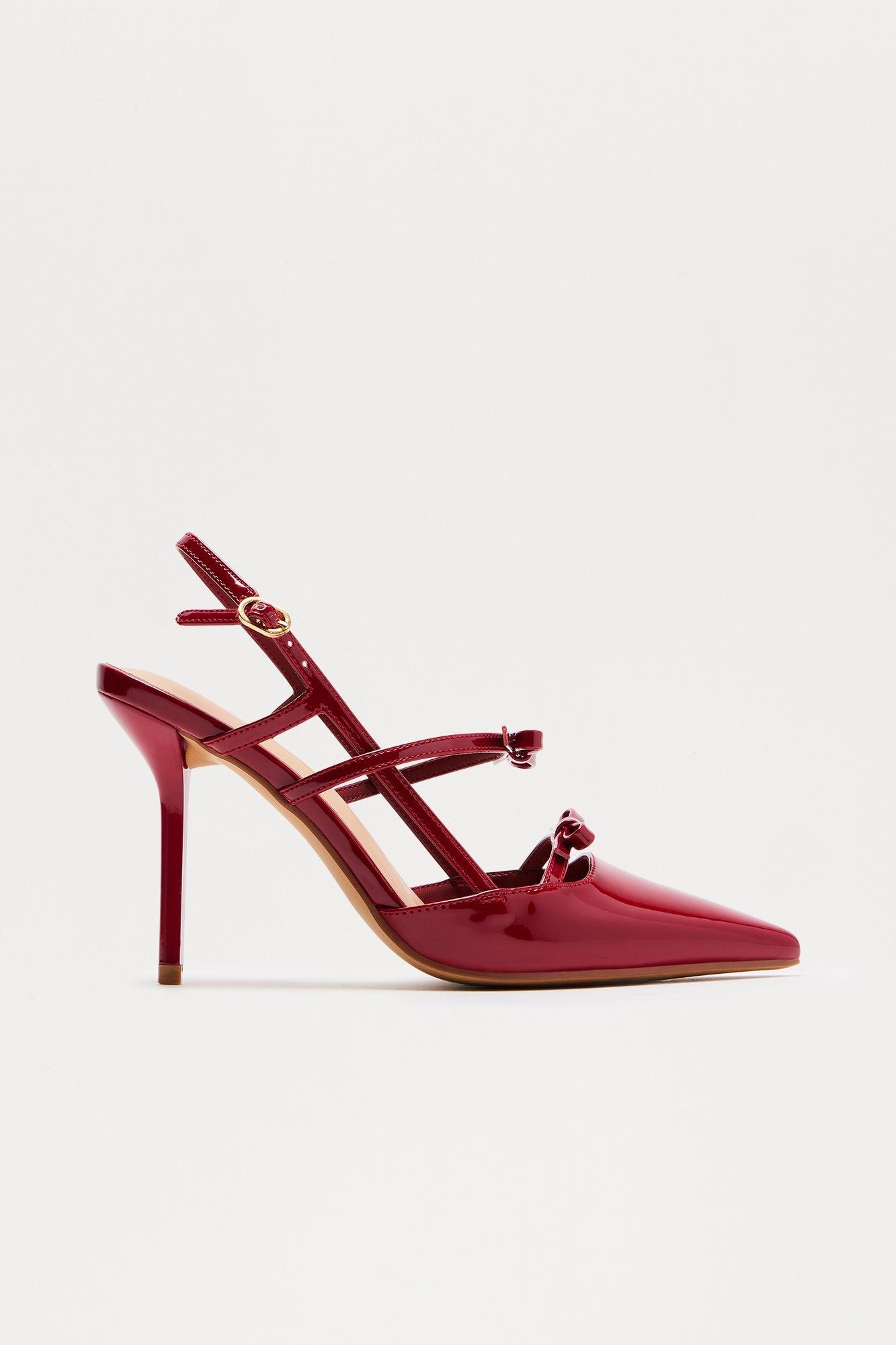Glam Bow Slingback Pumps - Red Product Image
