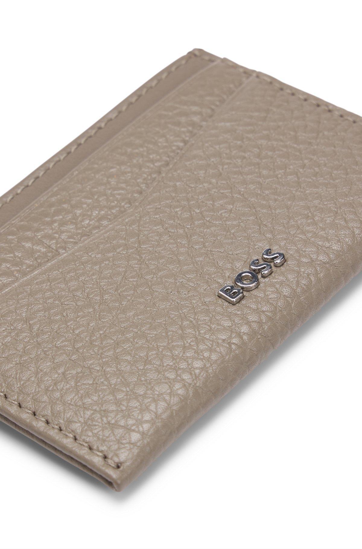 Grained-leather card holder with logo lettering Product Image