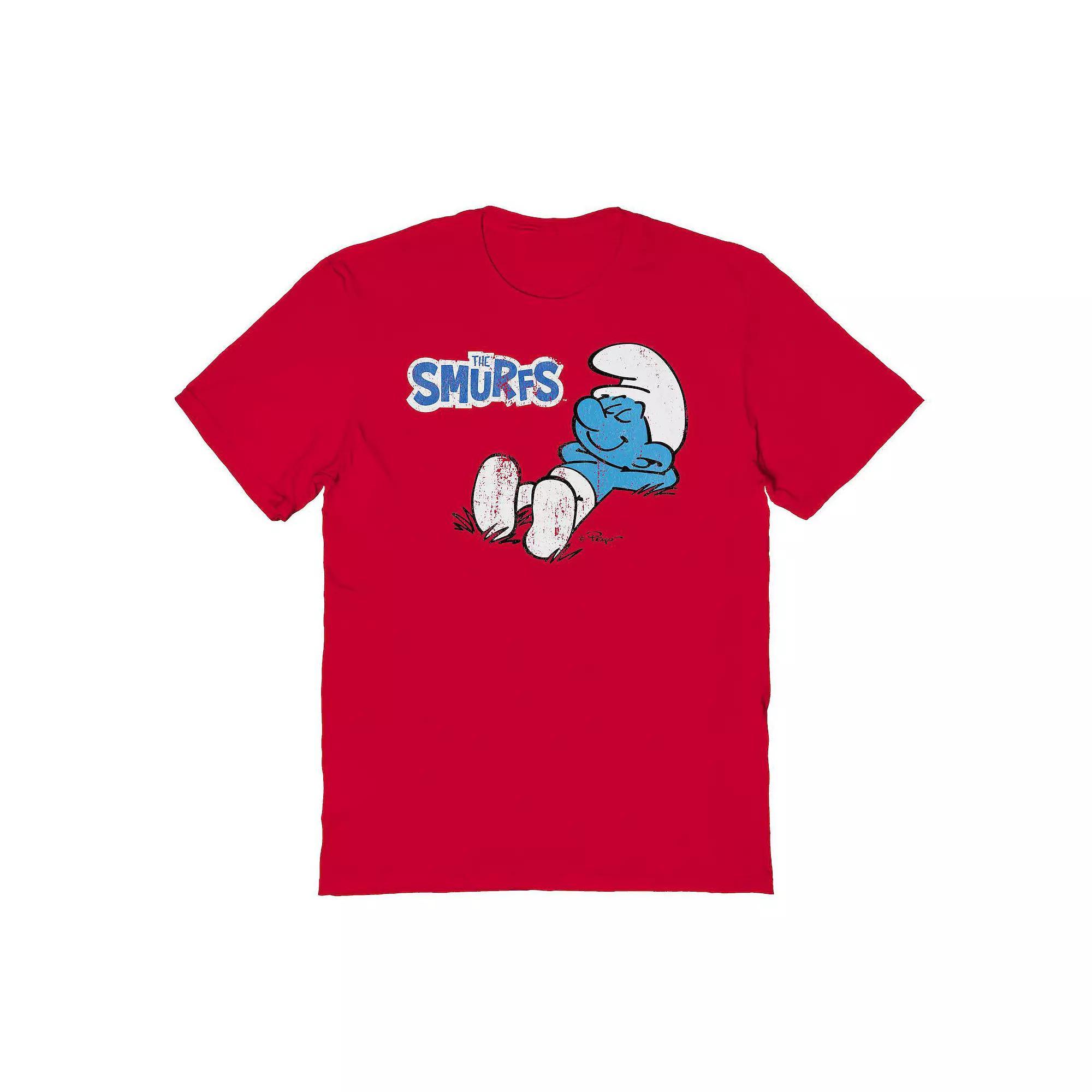Men's Smurfs Napping Graphic Tee, Size: XXL, Red Product Image