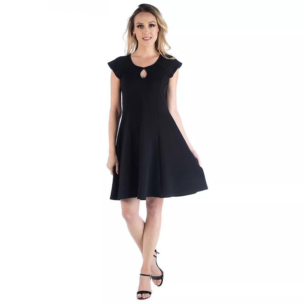 Women's 24seven Comfort Apparel Scoopneck Keyhole A-Line Dress, Size: XL, Black Product Image
