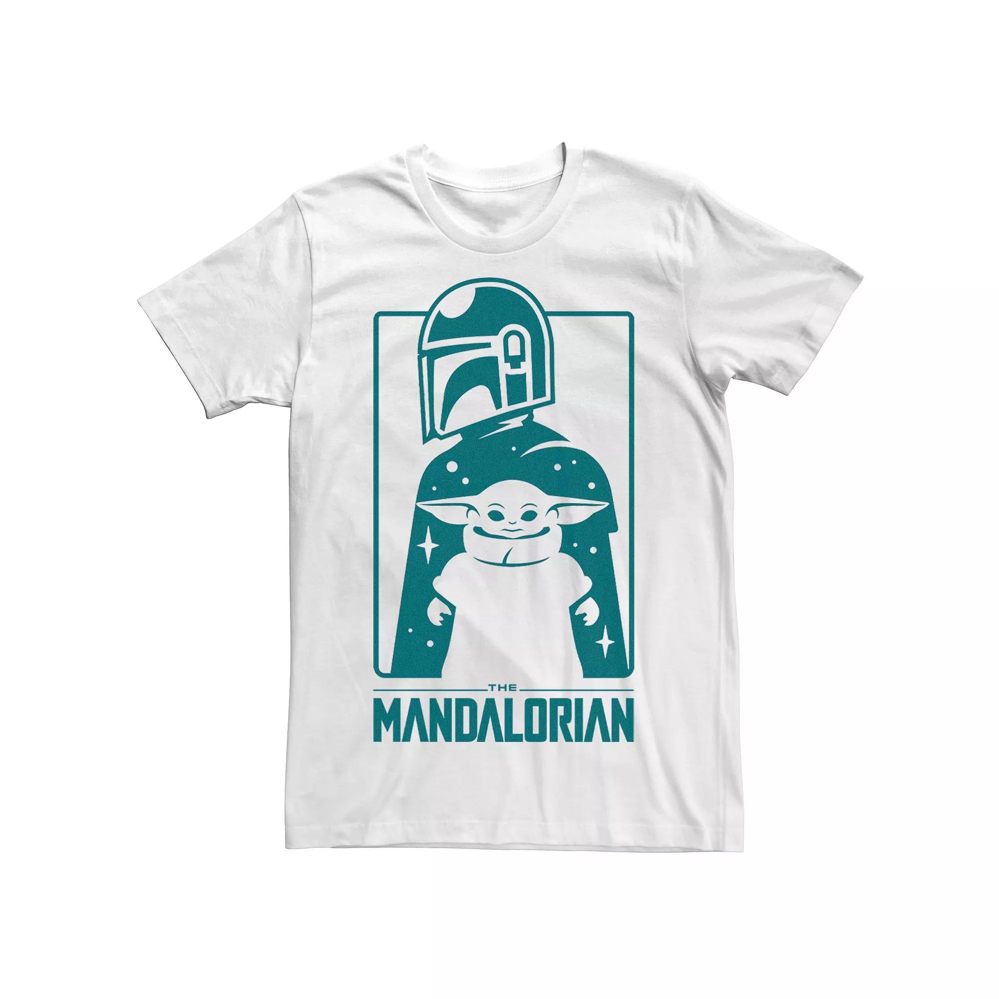 Men's The Mandalorian The Child Aka Baby Yoda Mando Silhouette Poster Tee, Size: Large, White Product Image