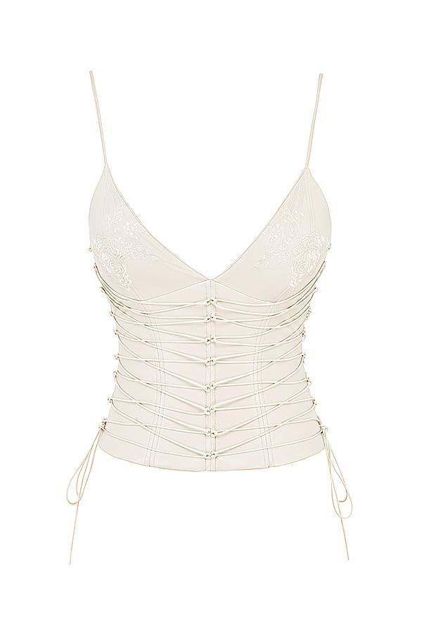 Antonella Off White Vegan Leather Corset Product Image