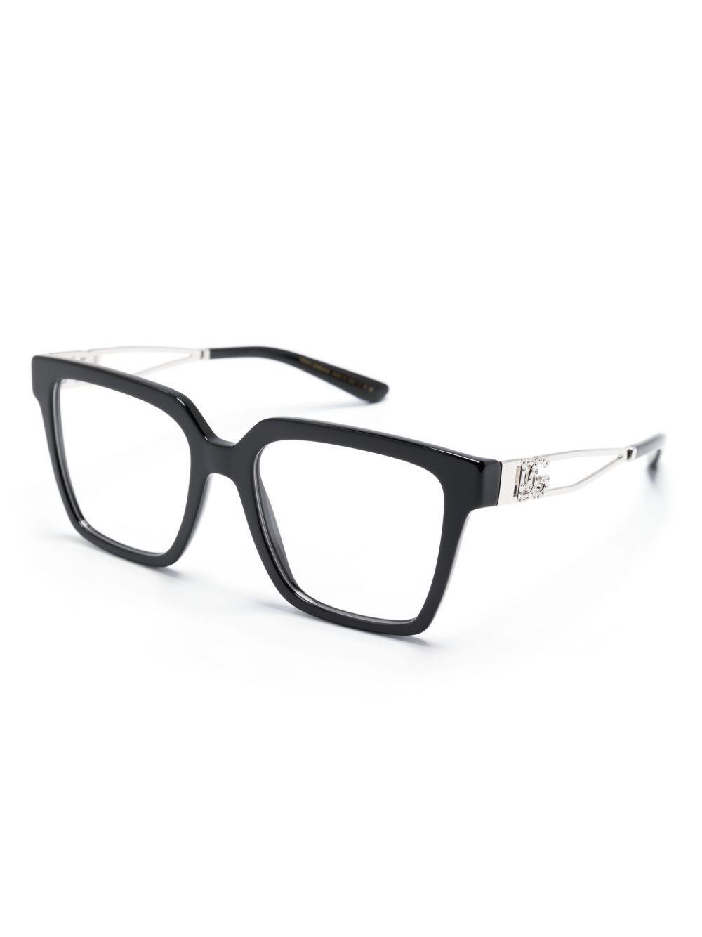 DOLCE & GABBANA Logo-lettering Square-frame Glasses In Black Product Image