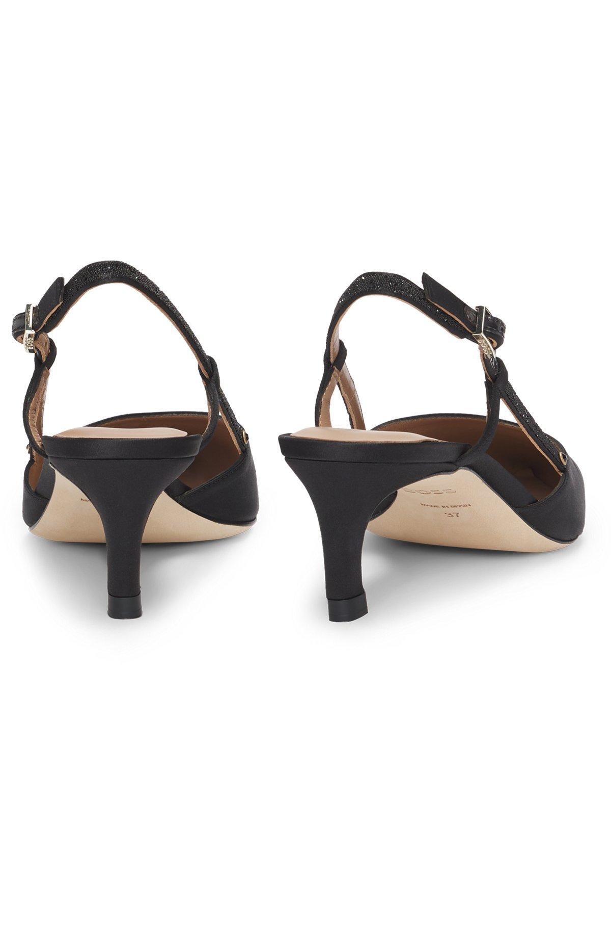 Slingback pumps in soft satin with pointed toe Product Image