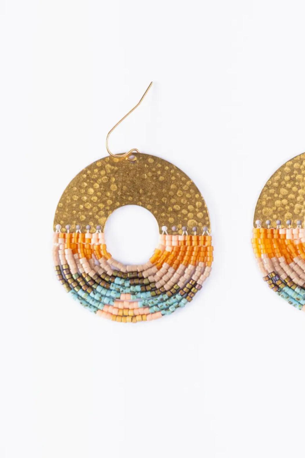 Beaded Handwoven Circular Fringe Earring Product Image